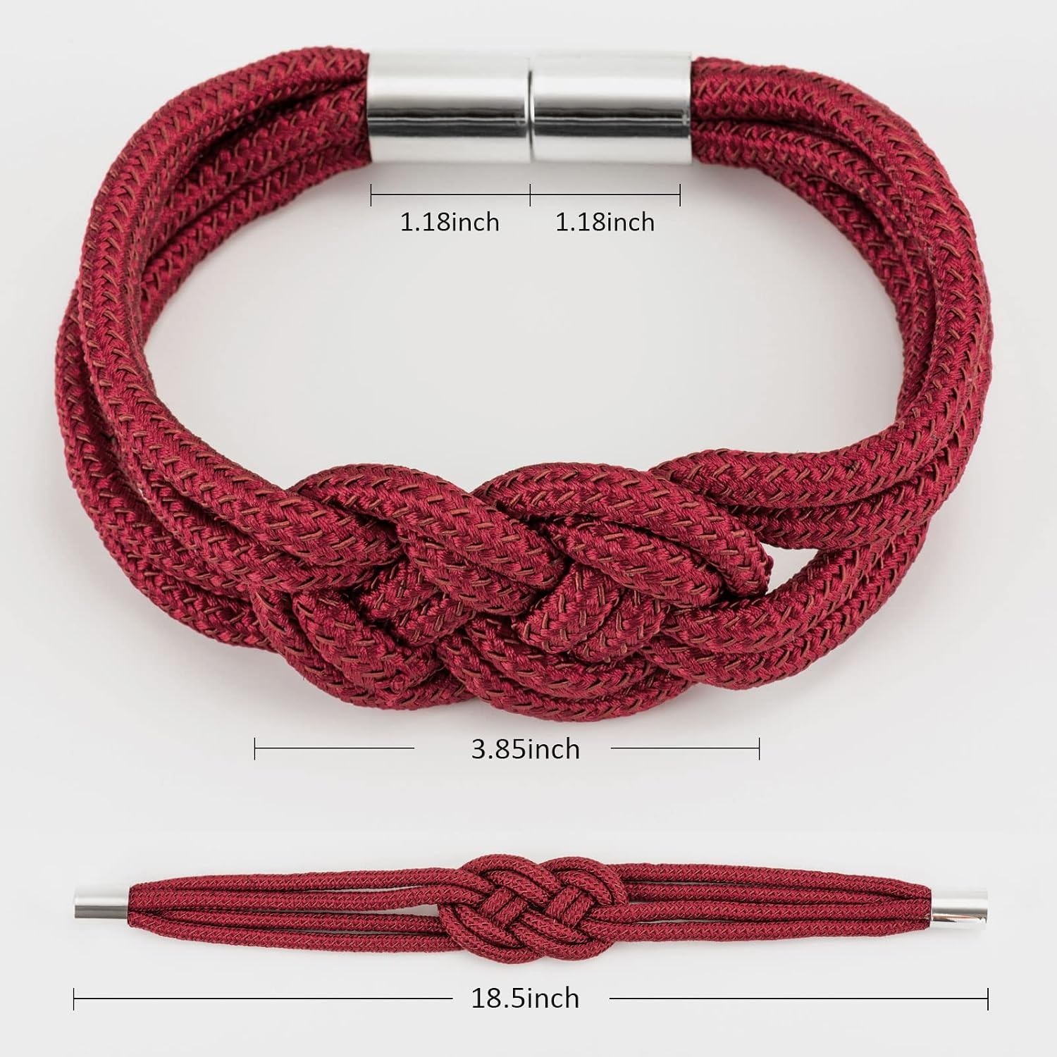 NICEEC 2 Pack Strong Magnetic Curtain Tiebacks Upgrade Nordic Simple Style Drape Tie Backs Double Color Weave Rope Knot Decorative Curtain Holdbacks for Home & Office Window Drapery (Wine Red) image 5