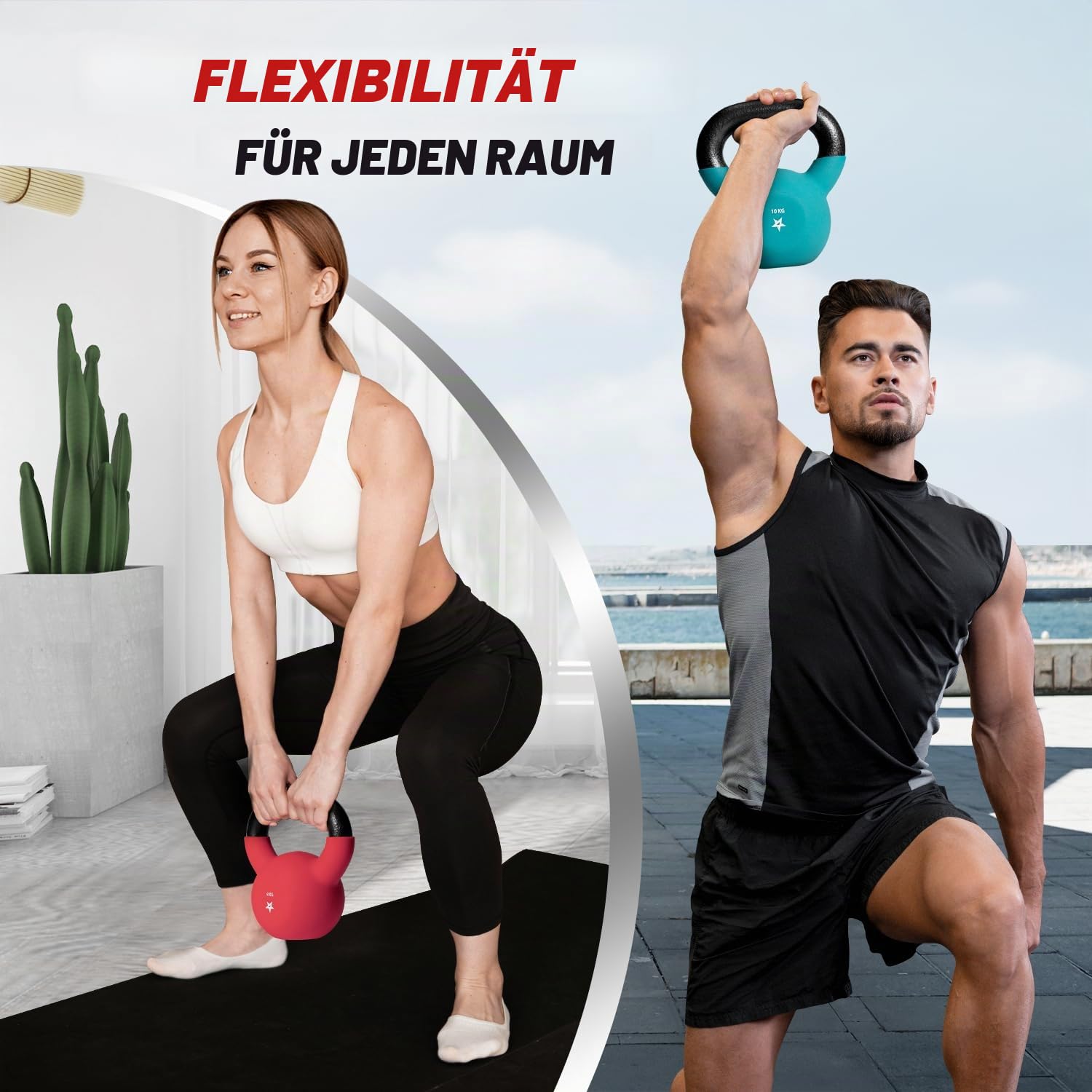 Yes4All 2-20 kg Cast Iron Kettlebell with Neoprene Coating, Multicoloured Kettlebells, Swing Dumbbell, Single
