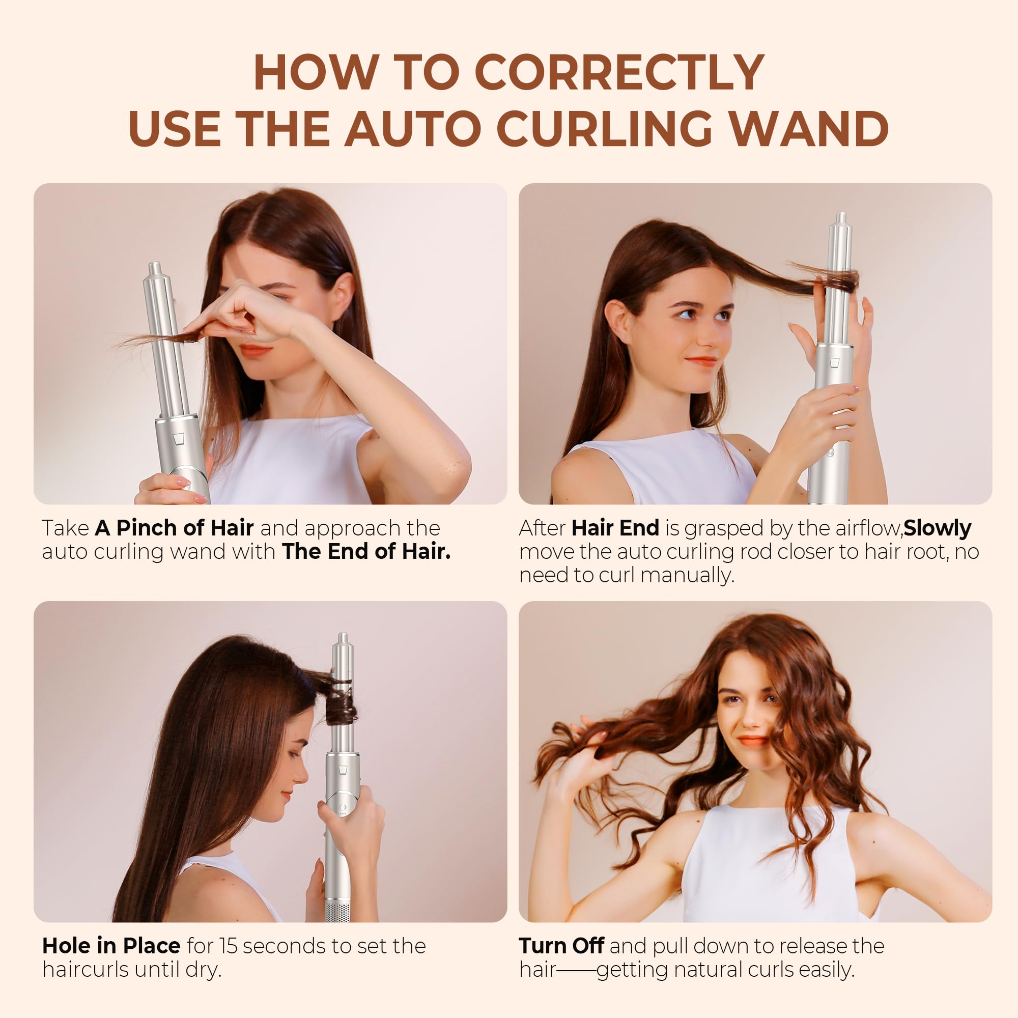 UKLISS 7 in 1 Pro Airstyler & Ionen Föhn [110,000RPM] High-speed Haartrockner Ionen Hair Dryer, mit Heißluft Lockenwickler Thermal Brush Haarglätterbürste Warmluftbürste Föhnbürste, 1200W/Gold