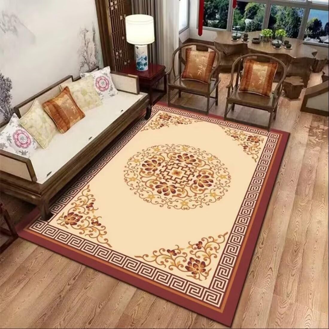 Grand tapis de salon classique chinois 120X200cm confortable et résistant