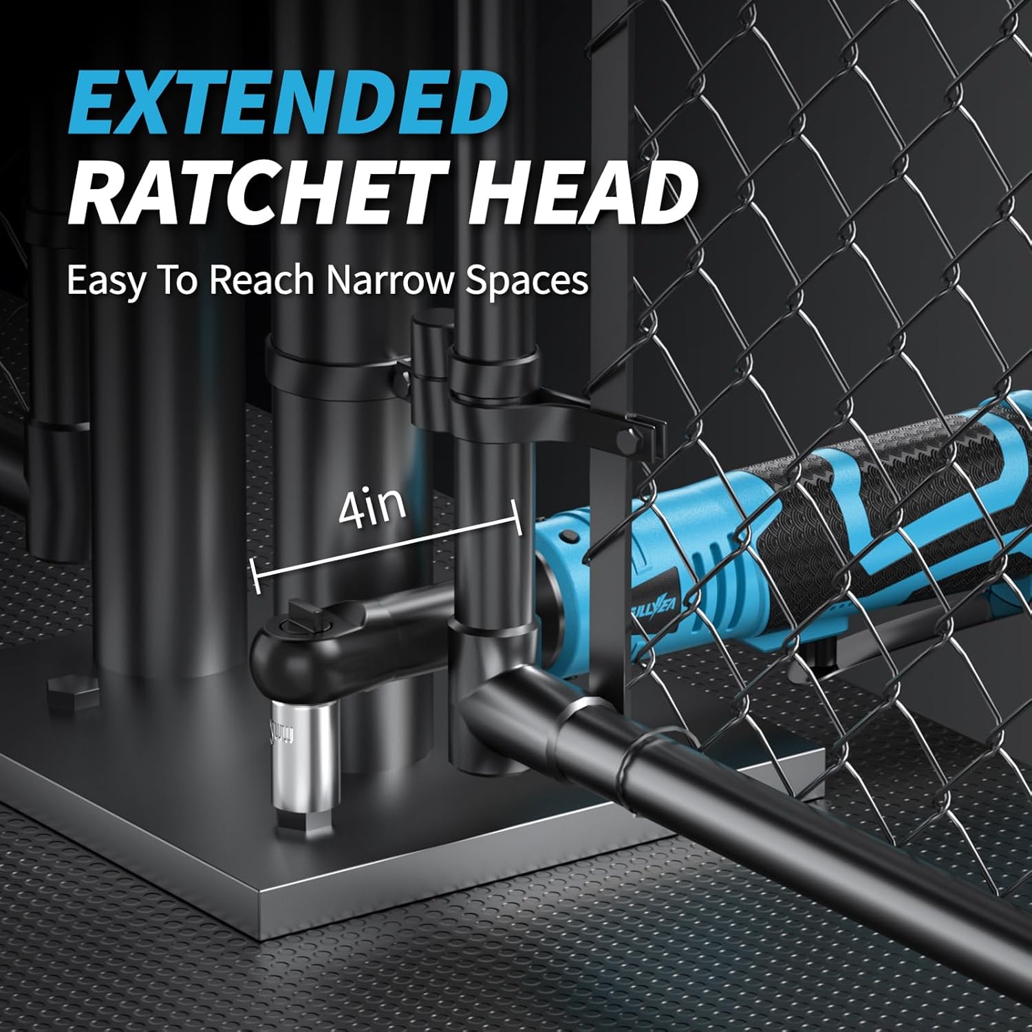 FULLYEA Cordless Electric Ratchet Wrench Set, 16.8V 3/8 cordless ratchet, 550 RPM, Variable Speed Power Ratchet Tool Kit with 2 * 2.0Ah Li-ion Battery, 1/4" Adapter & 3" Extension Bar(Blue)