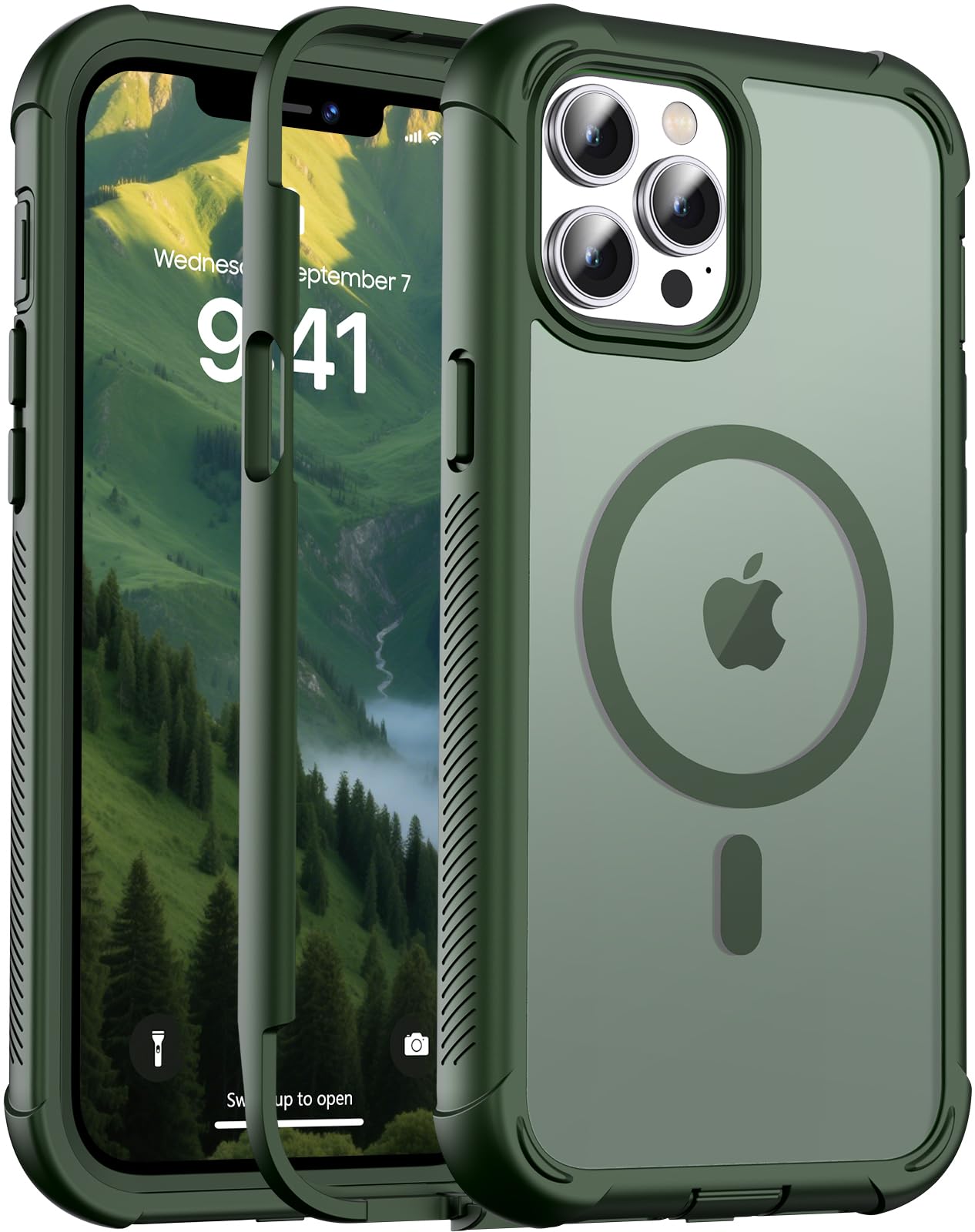 Photo 1 of jaroco Magnetic for iPhone 12 Pro Max Case, [Compatible with MagSafe][Military Grade Drop Protection][Heavy Duty Protection][Non-Slip][Shockproof] 2-Layer Durable Bumper Phone Case 6.7''-Army Green