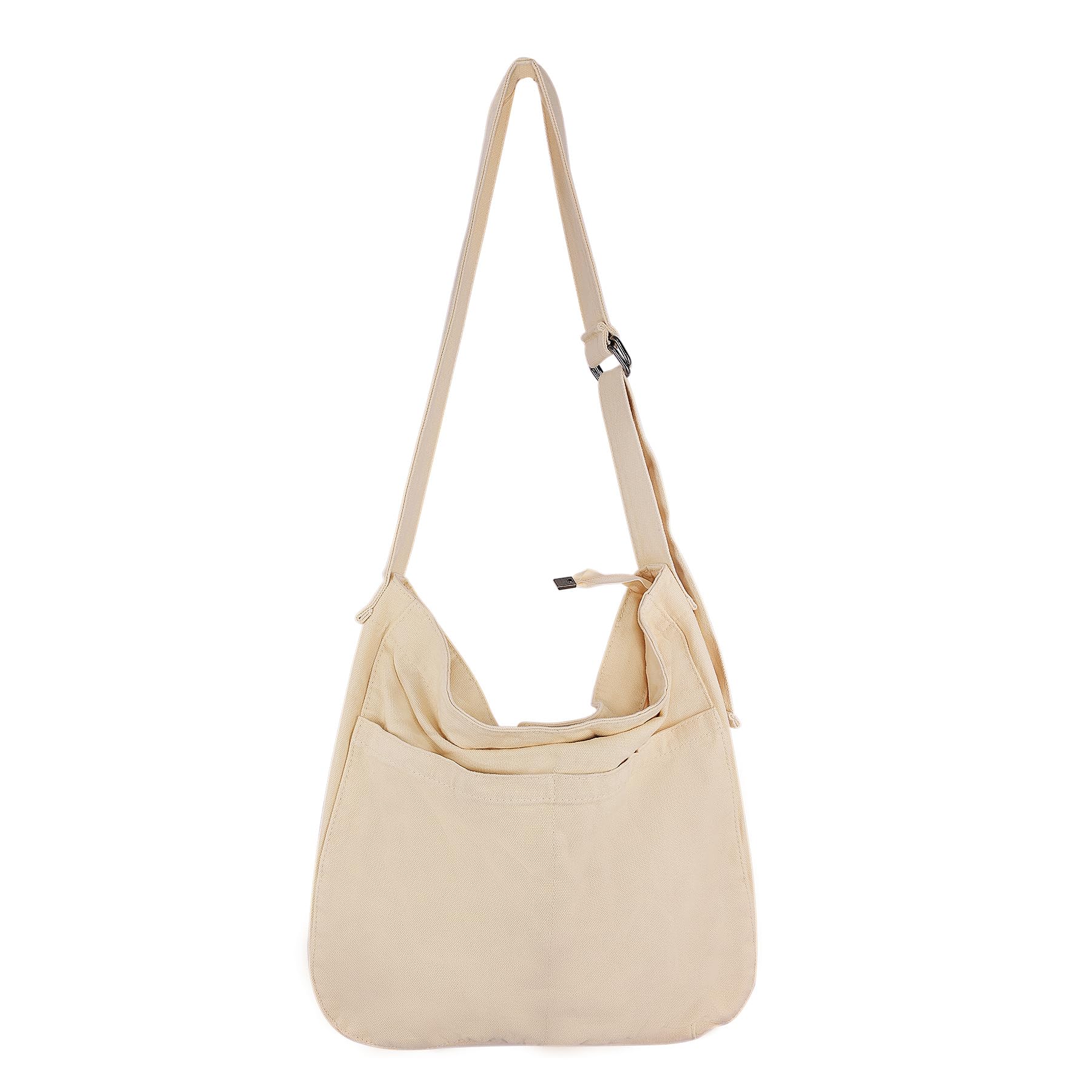 Canvas Crossbody Bag for Women and Men, Large Casual Purse Hobo Shoulder Messenger Tote Bag W/Multi-pockets For Work Travel