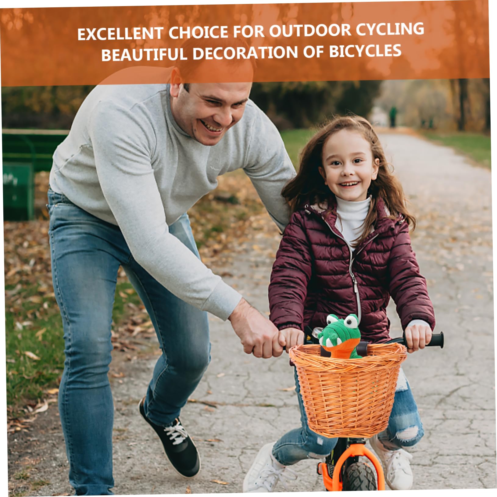 TOYANDONA Cesta de Bicicleta para Niños Desmontable Hecha a Mano de Mimbre