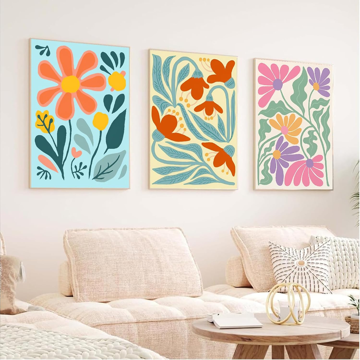 Clendo 6 Packs Paint by Numbers Kit for Adults, Easy Flowers Adult Paint by Number Kits on Canvas Without Frame, Abstract Floral Oil Painting for Home Decor Gift 8” W x 12”L