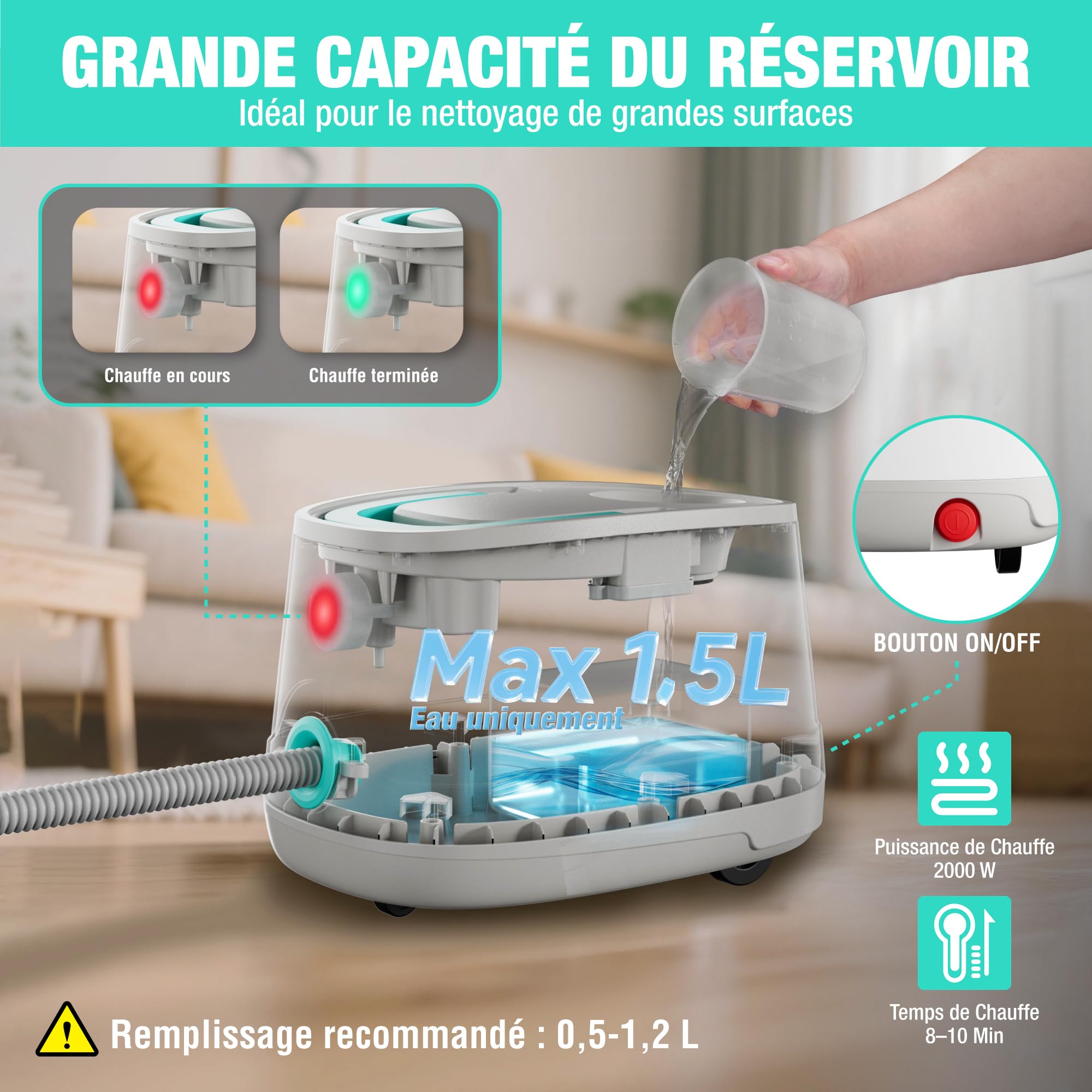 HAUSHOF Nettoyeur Vapeur 2000W