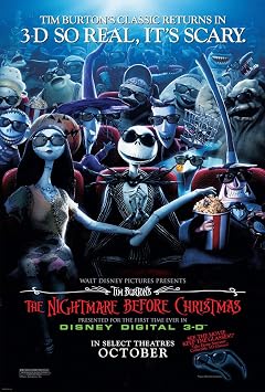 NIGHTMARE BEFORE CHRISTMAS 3D MOVIE POSTER 2 Sided ORIGINAL 27x40 TIM BURTON