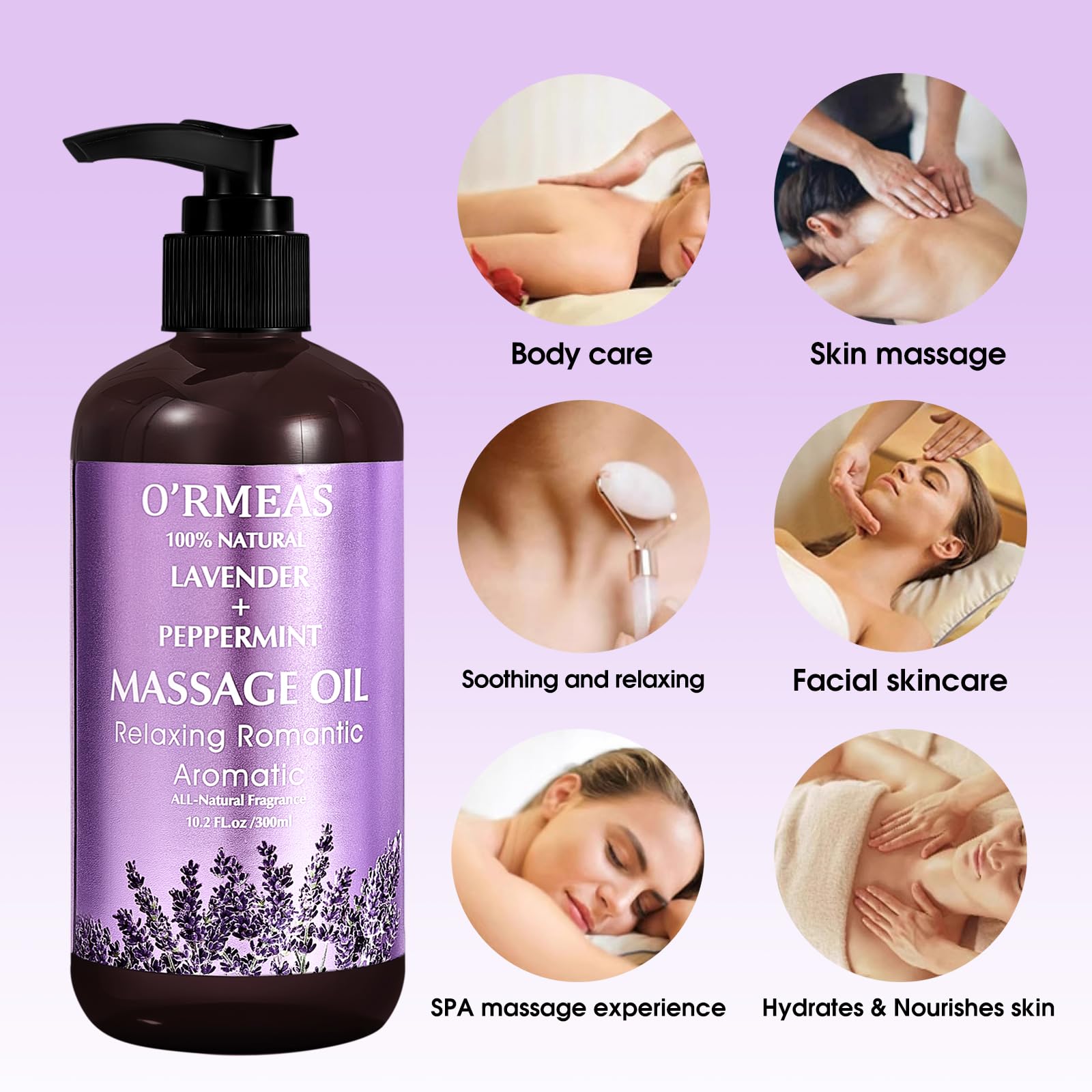Smarxin Aceite de Masaje para Calentar, Relajar, Masajear y Aliviar el Dolor de las Articulaciones, Aceite Corporal Hidratante de Lavanda y Menta, Unisex, 10.2 fl.oz