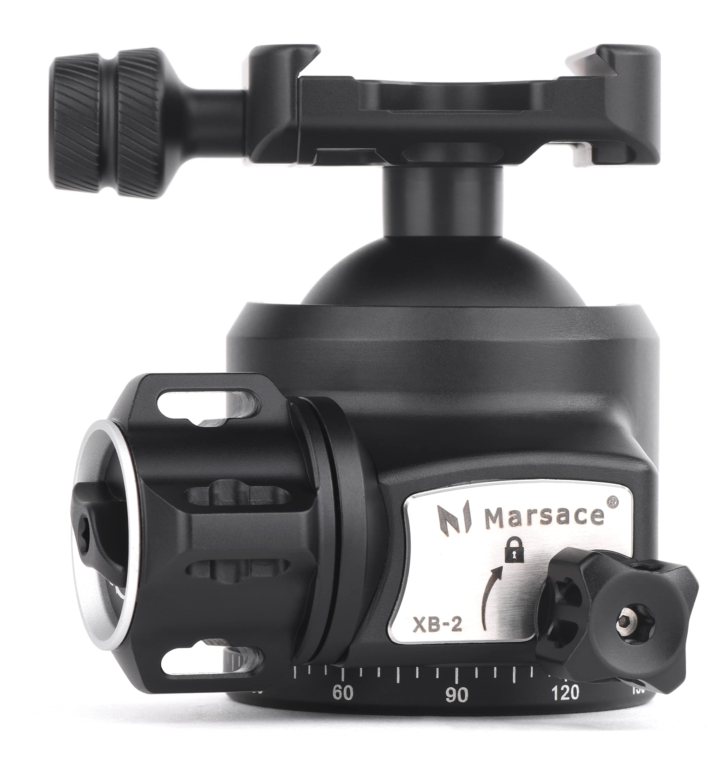Testa a sfera MARSACE XB-2 a 360 gradi con forza di bloccaggio ridotta, 56 mm, per treppiede, monopiede, DSLR, videocamera, carico massimo 40 kg