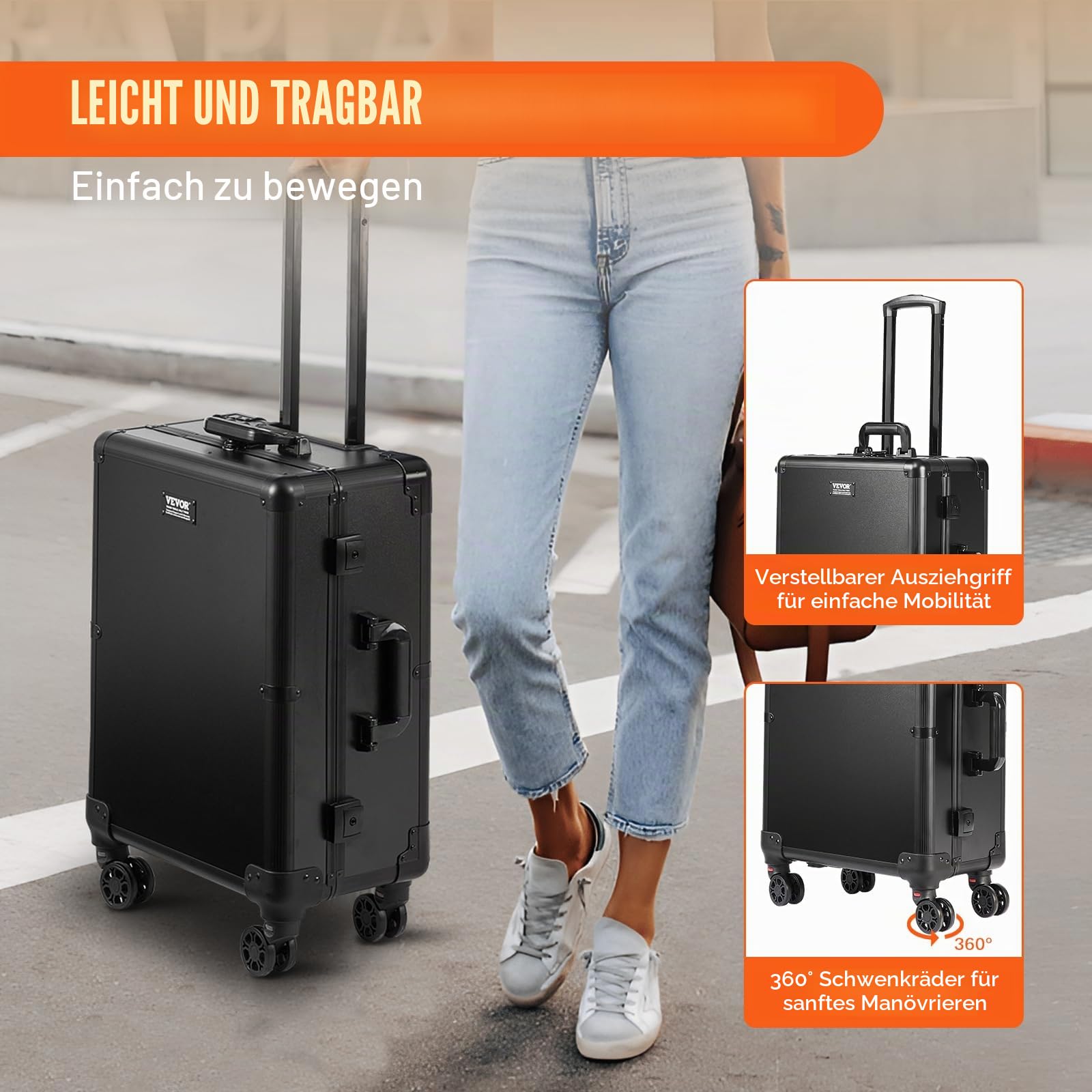VEVOR Kosmetikkoffer 1030 x 510 x 1360 mm Schminktasche ABS + MDF-Platte + Aluminiumrahmen Schminkkoffer Make-Up Koffer Ideal für Friseur-, Make-up-Studios, Hochzeits- oder Event-Make-up