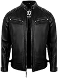 Quilted Leather Jackets For Men - Cafe Racer Style Real Lambskin Leather Motorcycle Jacket Mens