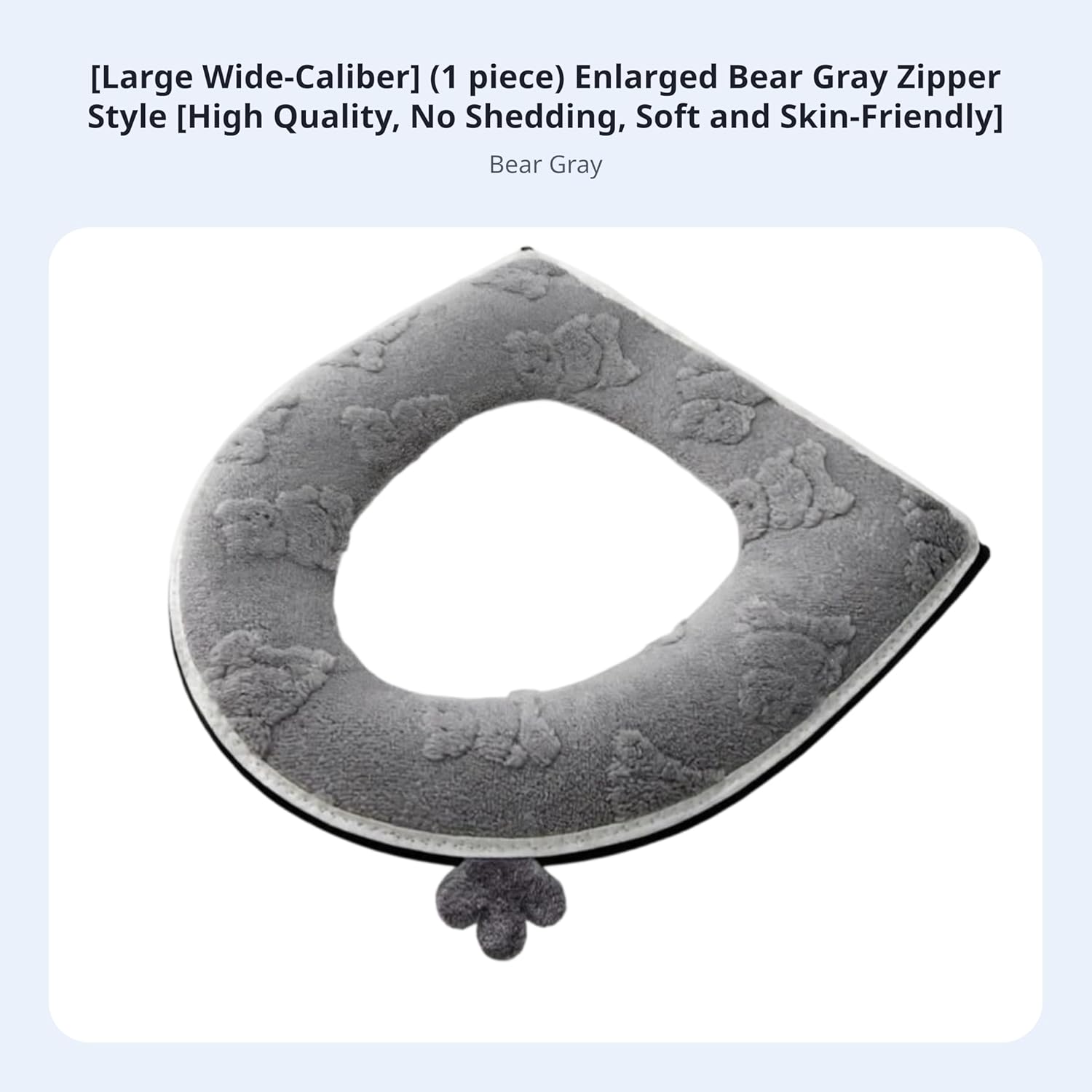 XL Waterproof Toilet Cover with Non-Slip Backing, Elastic Edges for Oversized Toilets, Heavy Duty Bathroom Seat Protector- Bear Gray