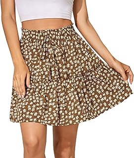 Women's Summer High Waist Ruffle Skirt Cute Floral Print...