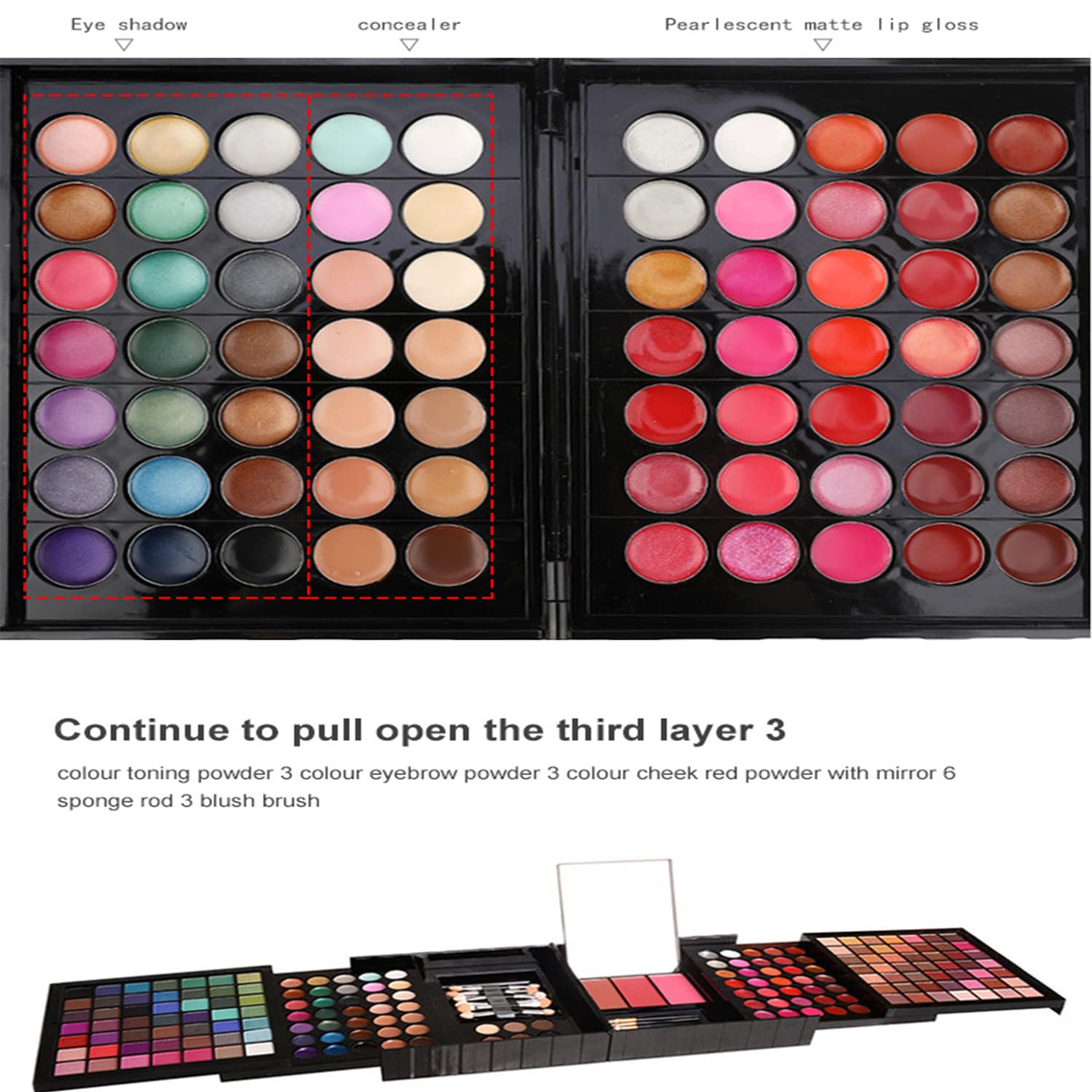 VIOLA HOUSE Kit Maquillage Femme 177 Couleurs, Coffret Maquillage avec Rouge à Lèvres, Pinceaux, Bâton Contour, Correcteur, Fard à Joues