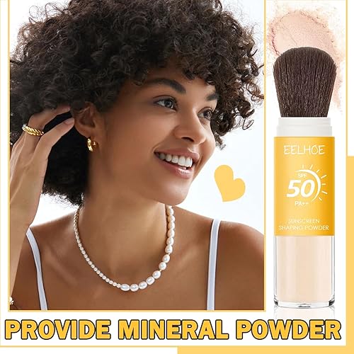 Miniatura 7 de Polvo protector solar mineral, SPF 50 PA ++ polvo fijador, corrector de larga duración, control de aceite, cepillo de protección solar, polvo facial