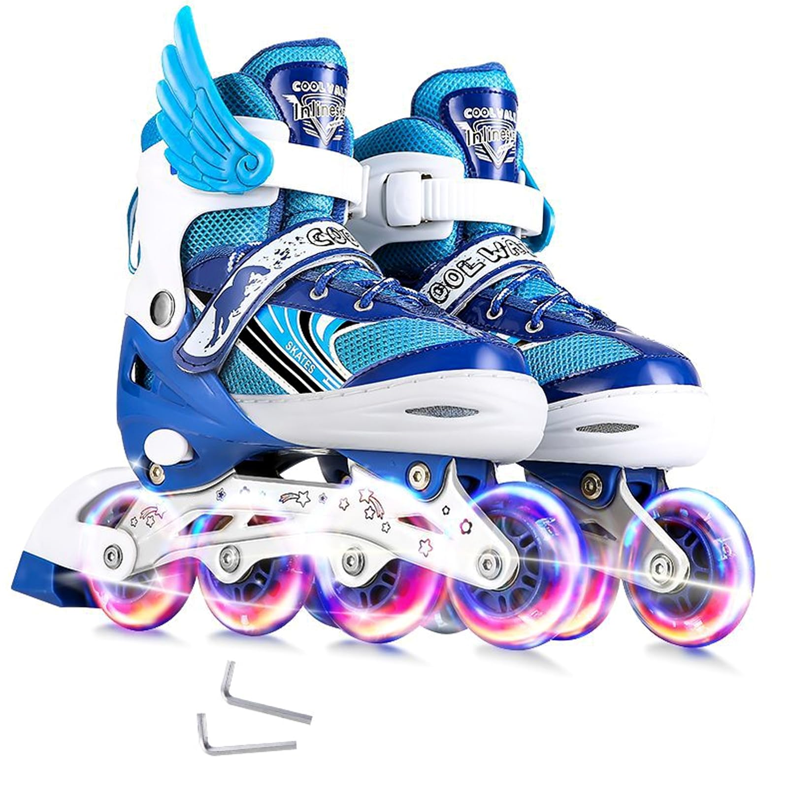 AnnuoYi Roller Skates ,Adjustable Inline Skates for Girls and Boys, Fun Illuminating Roller Skates、Outdoor Fitness Skates Hockey Skates for Outdoor and Rink(38-41)