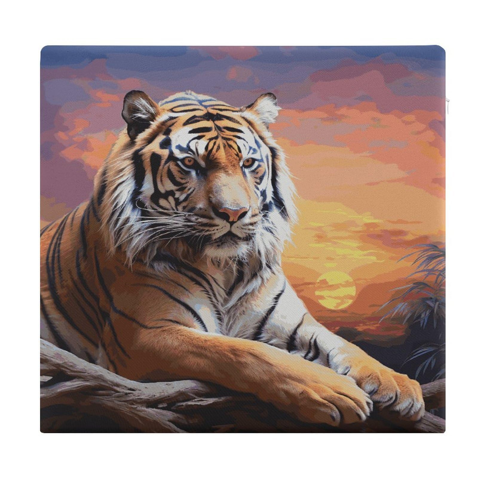 LDGSUPH Tiger Colorful Sunset Seat Cushions for Office Chair Cushion Square Pillows Seating Soft Floor Cushions Cozy Couch Cushion Support Memory Foam Chair Pads for Home Travel Car