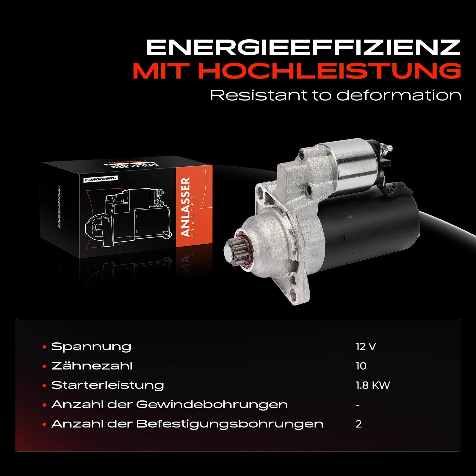 Frankberg 1x Anlasser Starter 2,0 KW Kompatibel mit Fabia I 6Y2 1.4L 1.9L 2000-2008 B.o.r.a 1J2 1.9L 1998-2005 Golf III 1H1 1.9L 1993-1997 Polo 9A 9N 1.4L 1.9L 2001-2009