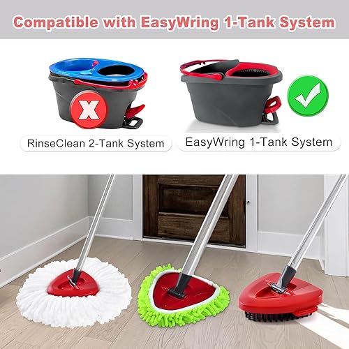 Miniatura 6 de Mango de trapeador para O Cedar, 2 bases de trapeador giratorio para Ocedar, mango de poste de fregona ajustable de 30 a 58 pulgadas y parte de base