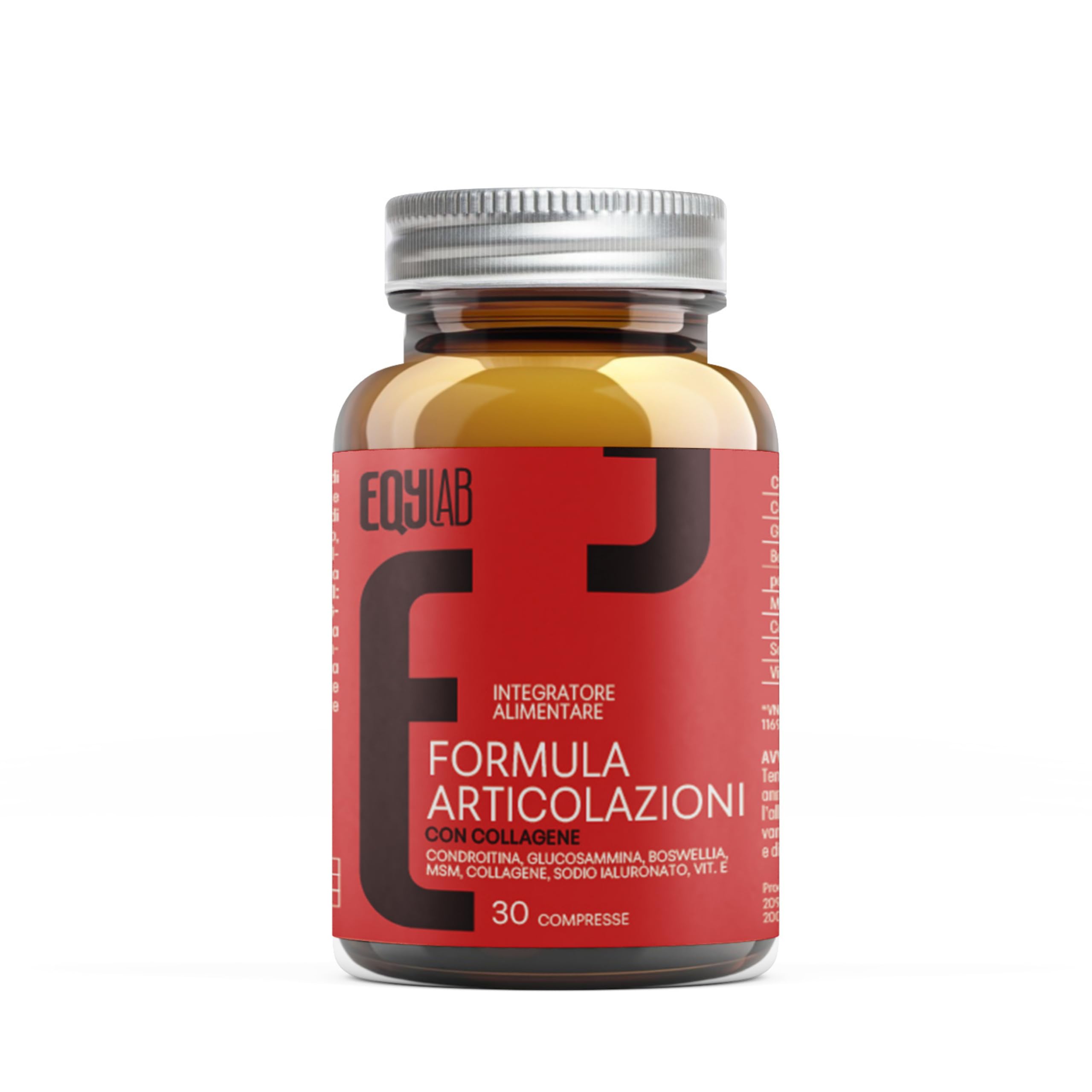 EQYLAB – Integratore Articolazioni con Condroitina, Glucosamina, MSM, Collagene, Acido Ialuronico e Boswellia per Mobilità e Benessere Articolare - 30 Compresse