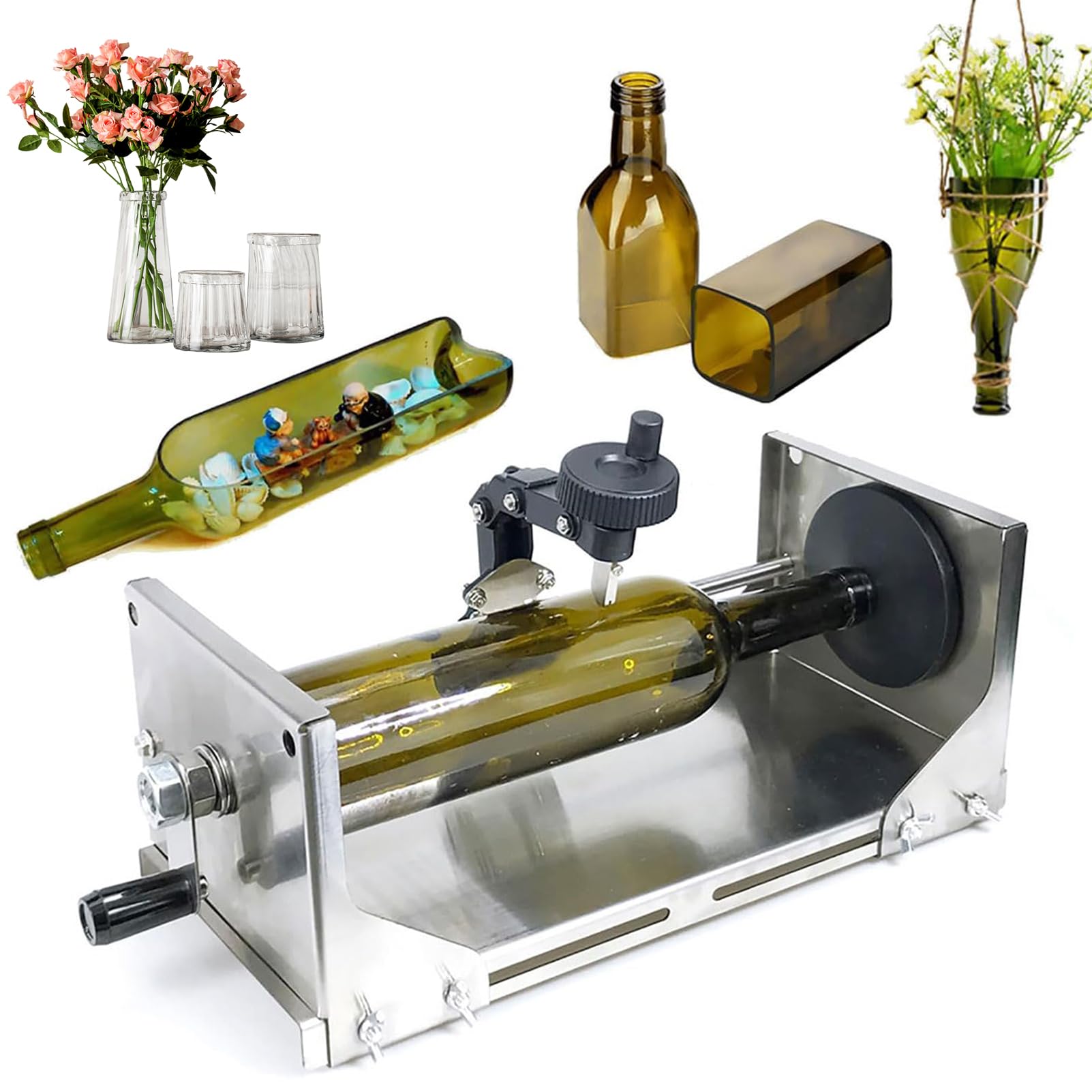 YXFAZPP Glass Bottle Cutter Kit, Handwheel DIY Tool for Wine Bottles, Glass Bottle Cutter Kit with Adjustable Robotic Arm, Adjustable Length Tool