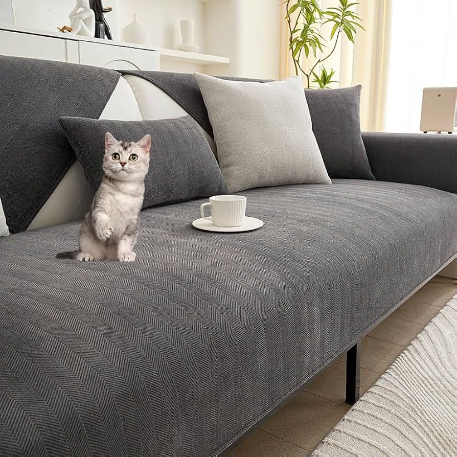 Amazon｜シェニール織ソファカバー、人工毛皮無地厚手ソフトモジュラー