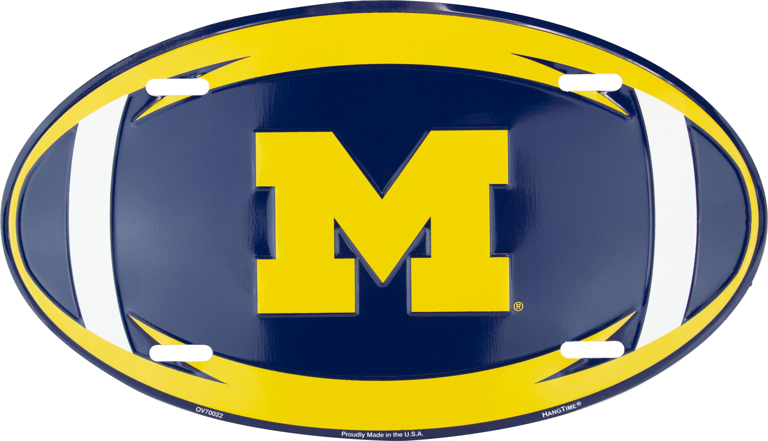 Hangtime University of Michigan - Michigan Wolverines Metal Oval License Plate 7 x 12