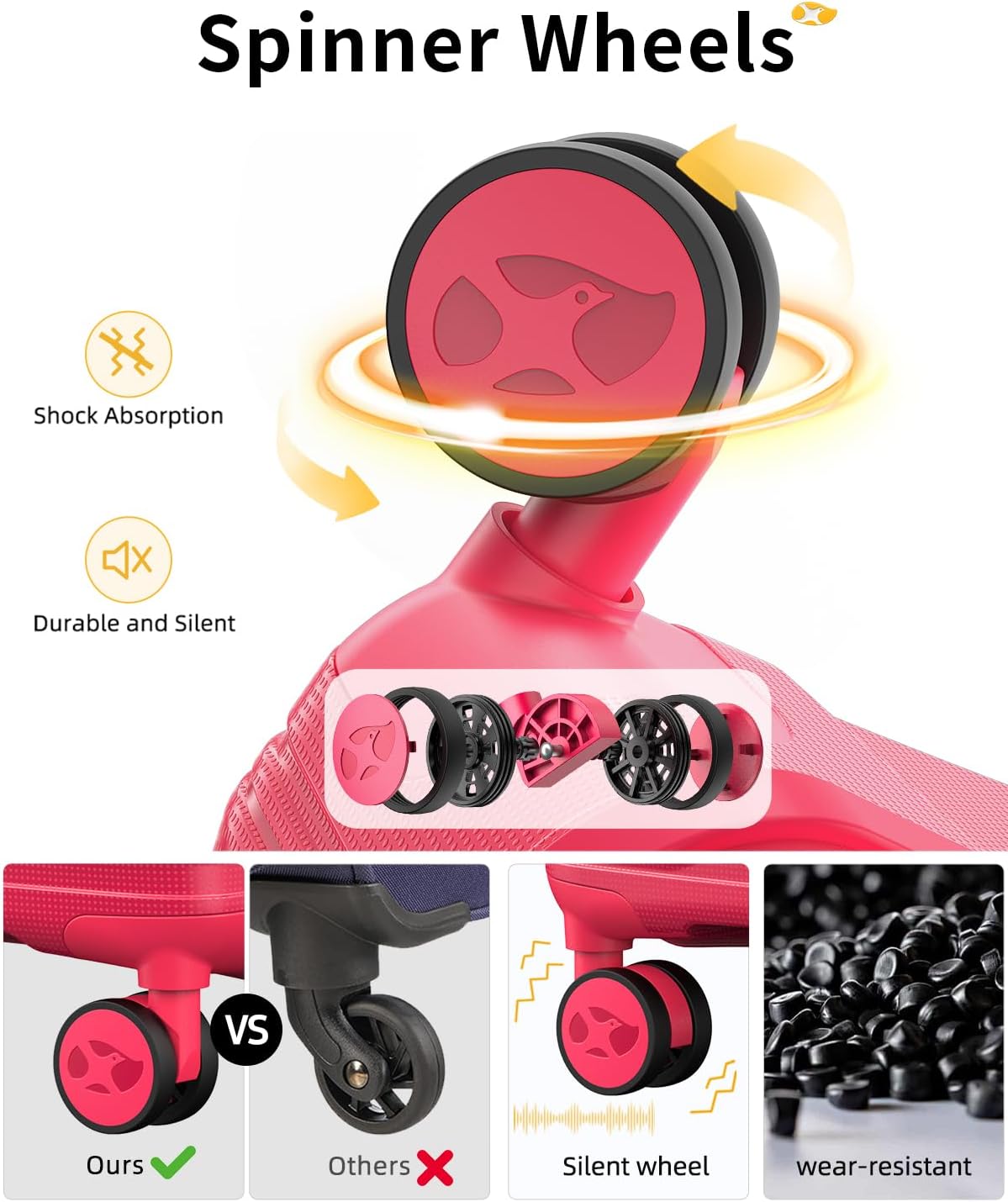 Carry On Luggage 22x14x9 Airline Approved, Hard Shell Suitcase with Spinner Wheels, Lightweight Luggages with TSA Lock, Carry-On Suitcases 20 Inch, Red