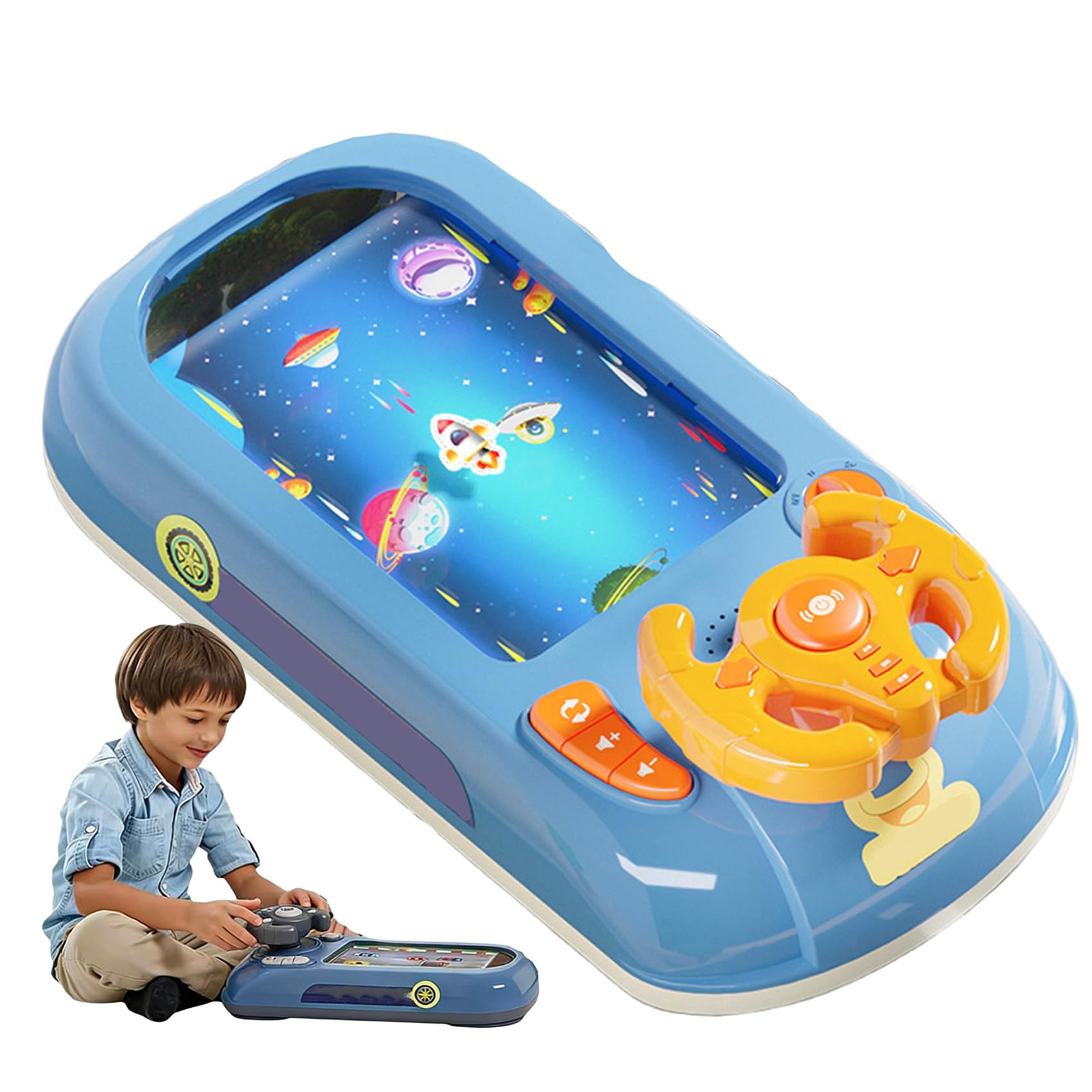Turbo Race Interactive Game Set With 200 Challenges 2026 New Driving Steering Wheel Toy Adventure Racing Game Box For Children Obstacle Avoidance Desktop Car Racing Games