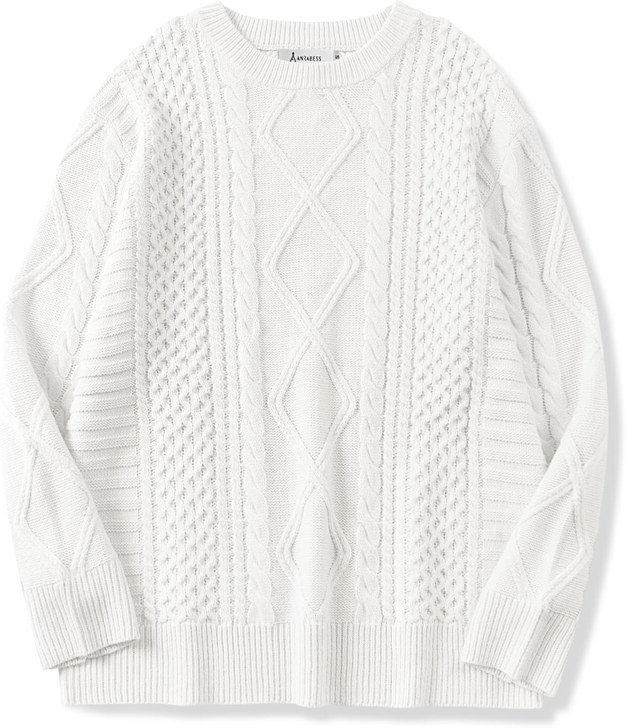 ANRABESS Sweaters for Women Oversized Crewneck Long Sleeve Casual Loose Cable Knit Pullover Tops 2025 Fall Winter Outfits