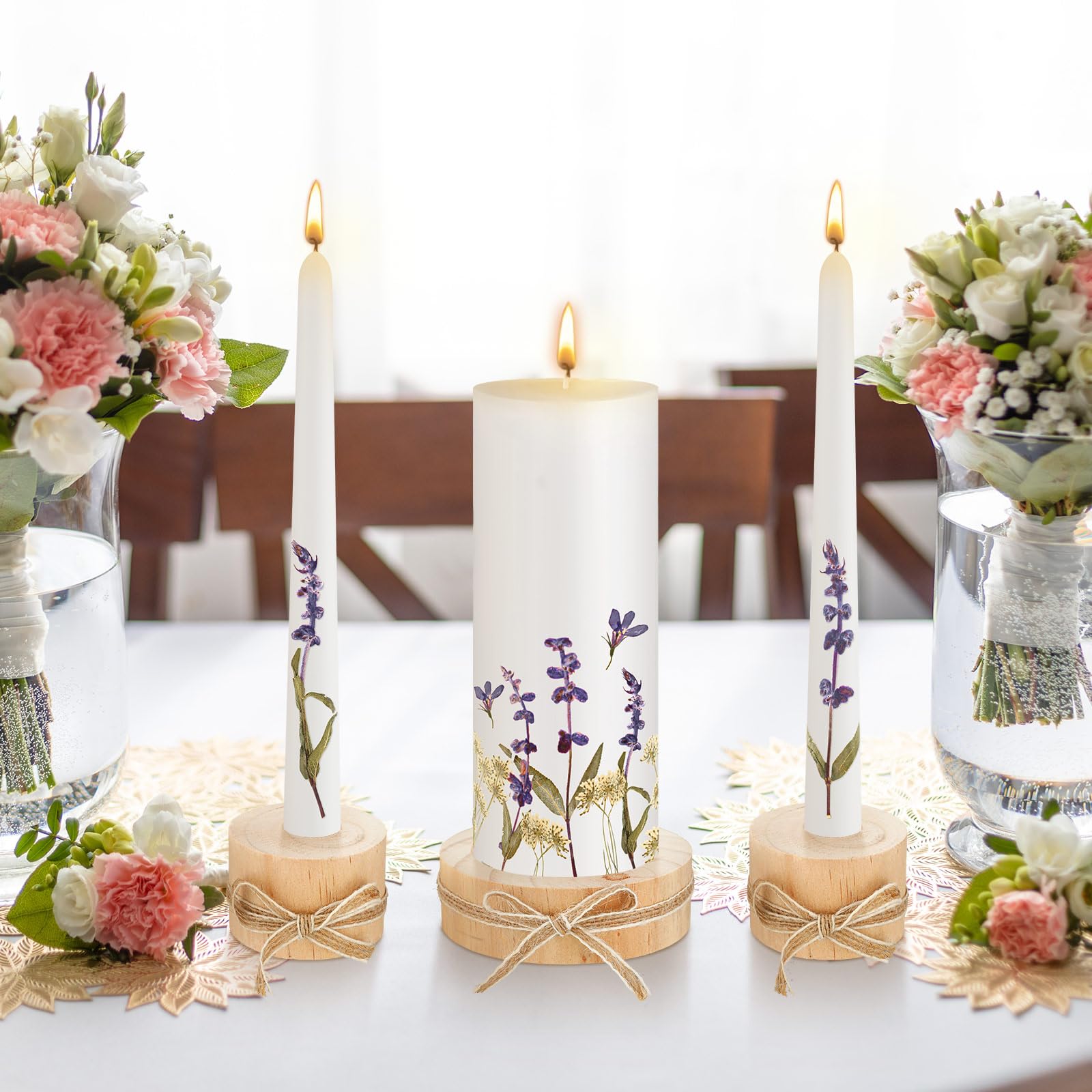 NTGRTY 8 Pièces Bougeoir Bois Naturel - Supports Votives Rustiques Pour Mariage Champêtre, Saint-Valentin, Noël Et Décoration Maison