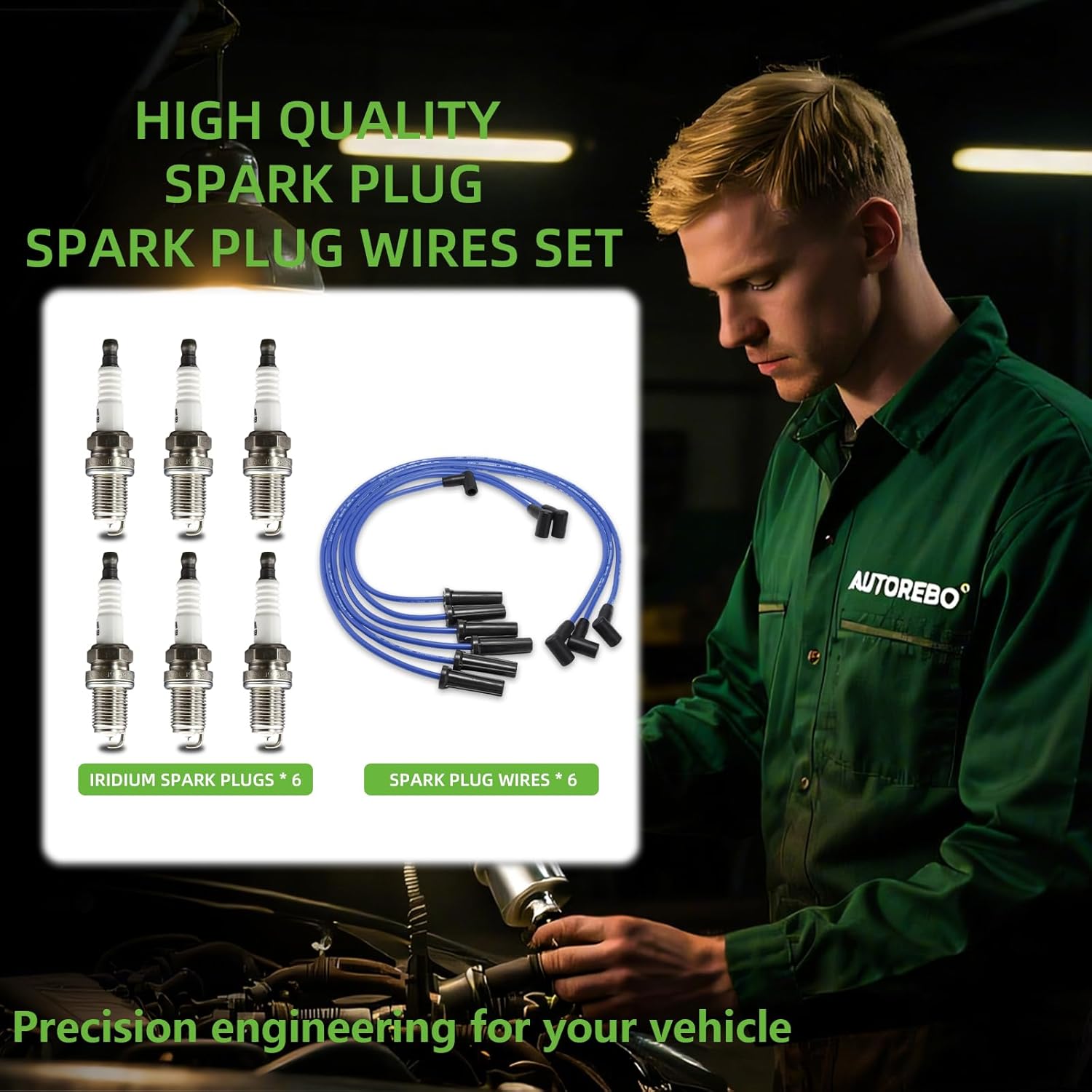 Set of 6 PCS Ignition Spark Plug Wires 671-6064 51032 RC-GMX086 & 6 Iridium Spark Plugs Set Compatible with Pontiac Bonneville Buick LeSabre Lucerne Park Avenue Oldsmobile 88 LSS 3.8L V6 1999-2005