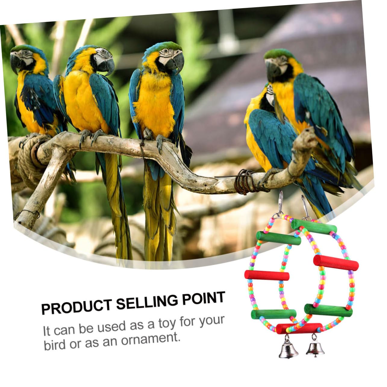 Yardwe 3piezas Juguete De Madera para Pájaros Rueda De Ferris Beads para Periquitos y Agapornis Estimula El De Suspender