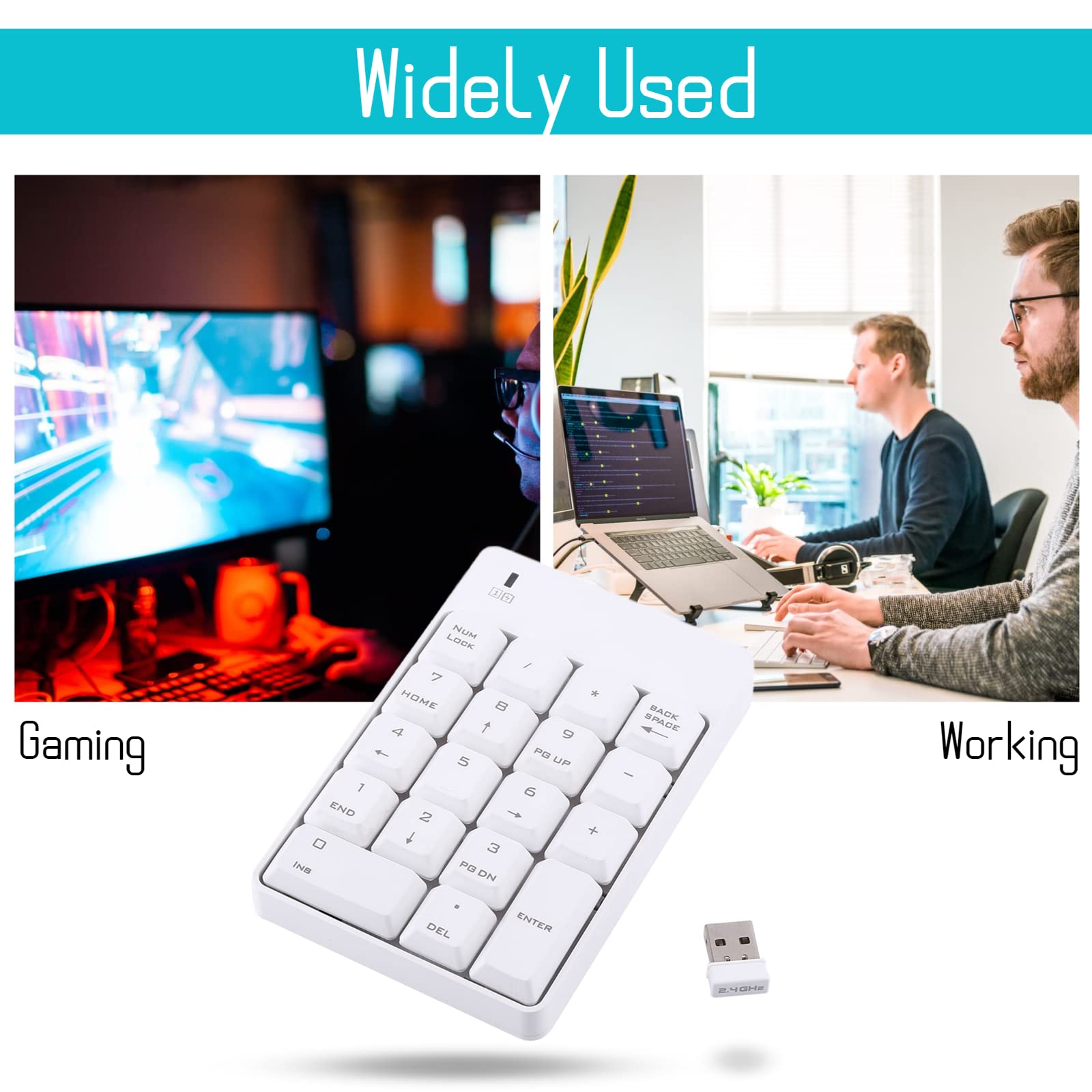 Cuifati 2.4G Clavier numérique USB sans Fil Pavé numérique Numéro 18 Touches Ordinateur Portable Nouveau, Mini Clavier numérique Compact Lightweight avec Connexion sans câble (Blanc)