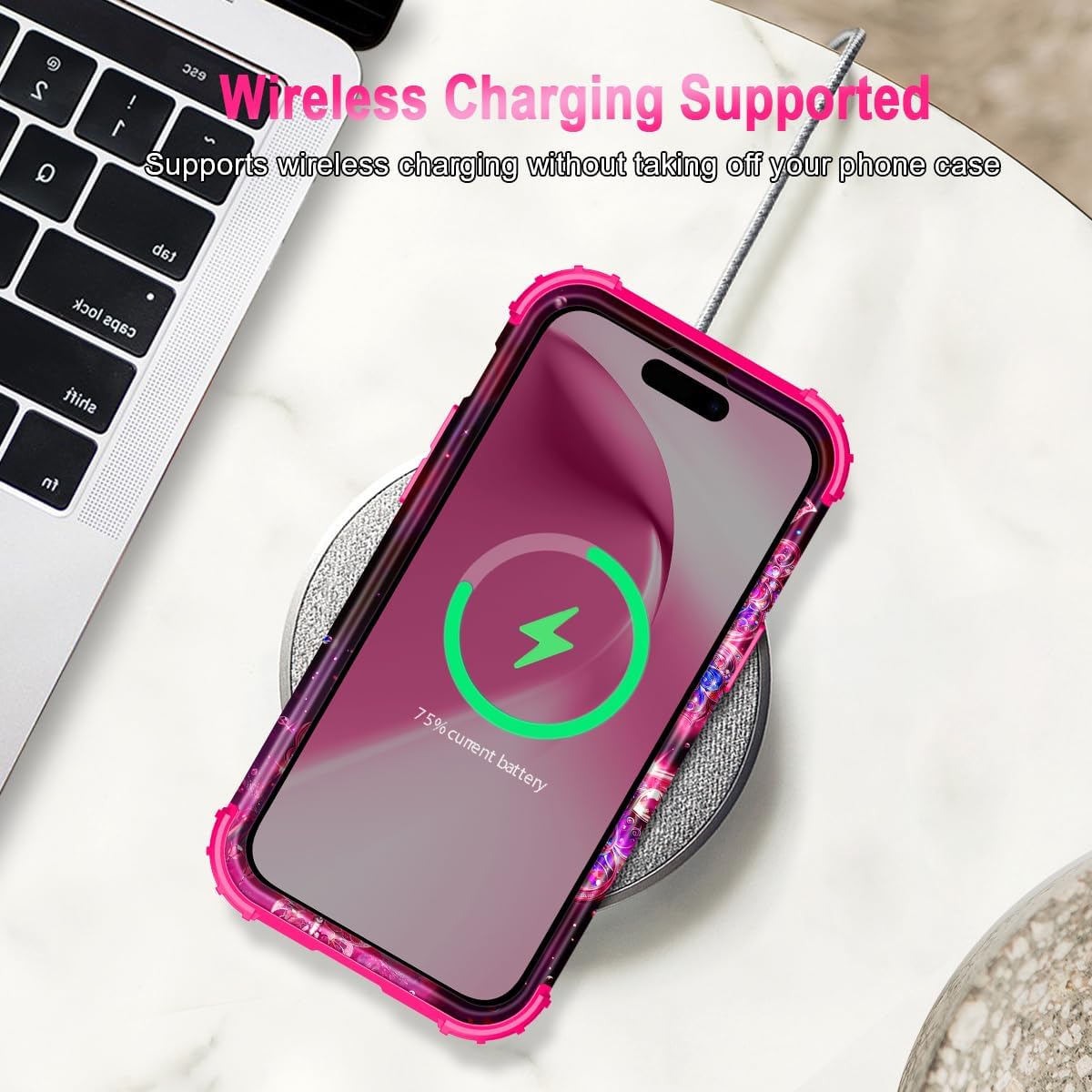 Miqala Compatible with iPhone 15 Pro Max Case,Glow in The Dark Three Layer Heavy Duty Shockproof Full Protection Hard Plastic Bumper+Soft Silicone Protective Case for Apple iPhone 15 Pro Max,Deep Pink - Image 7