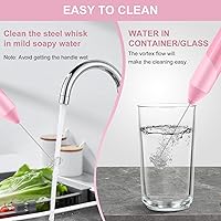 Vista 6 de Espumador de leche de doble batidor, batidora eléctrica de mano, mezclador de bebidas con agitador de acero inoxidable de grado alimenticio