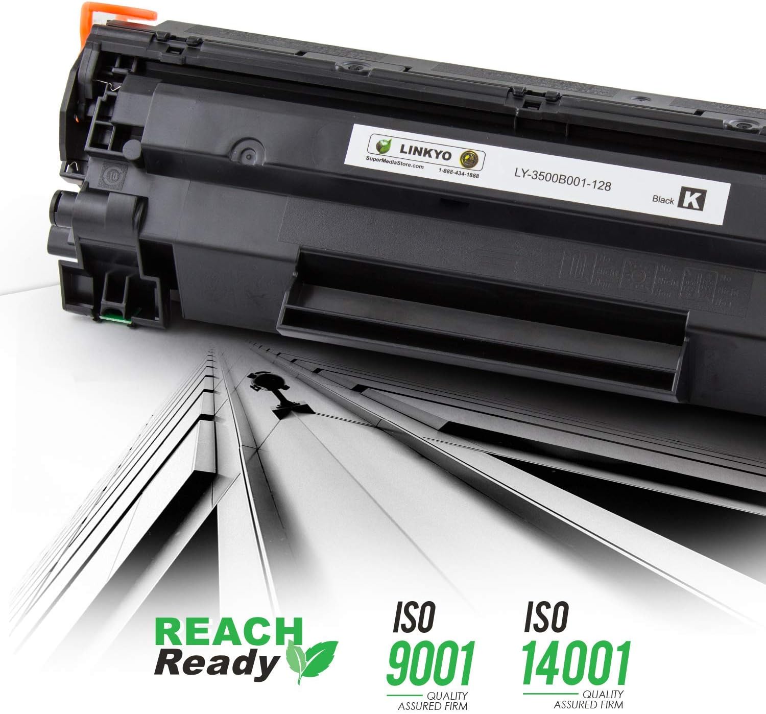 LINKYO Compatible Toner Cartridges Replacement for Canon 128 (Black, 2-Pack)