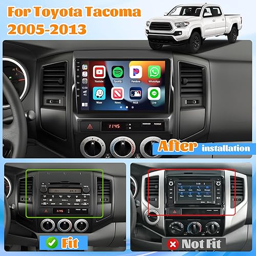 Miniatura 2 de Roinvou Estéreo Android CarPlay 2+64G para Toyota Tacoma 2005-2013, CarPlay inalámbrico integrado con Android Auto, pantalla táctil de 9 pulgadas en