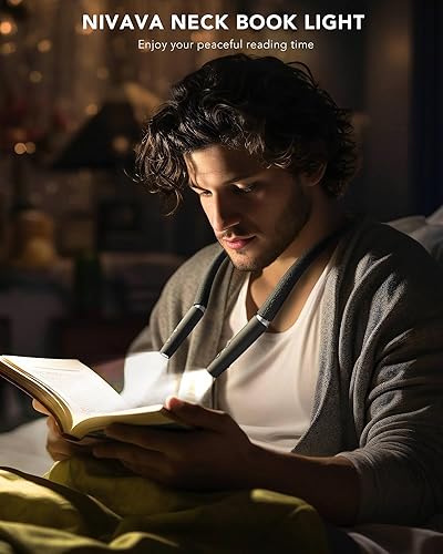 Miniatura 2 de Luz de lectura para el cuello, luz de libro para leer en la cama ajuste de ejes de dirección, brazo de silicona flexible, luz LED recargable de