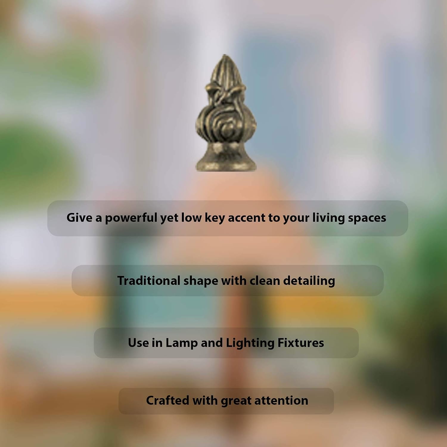 Ciata Lamp Finials Decorative, 1-1/4-Inch Tiffany Antique Brass Victorian Lamp Finial (2 Pack)