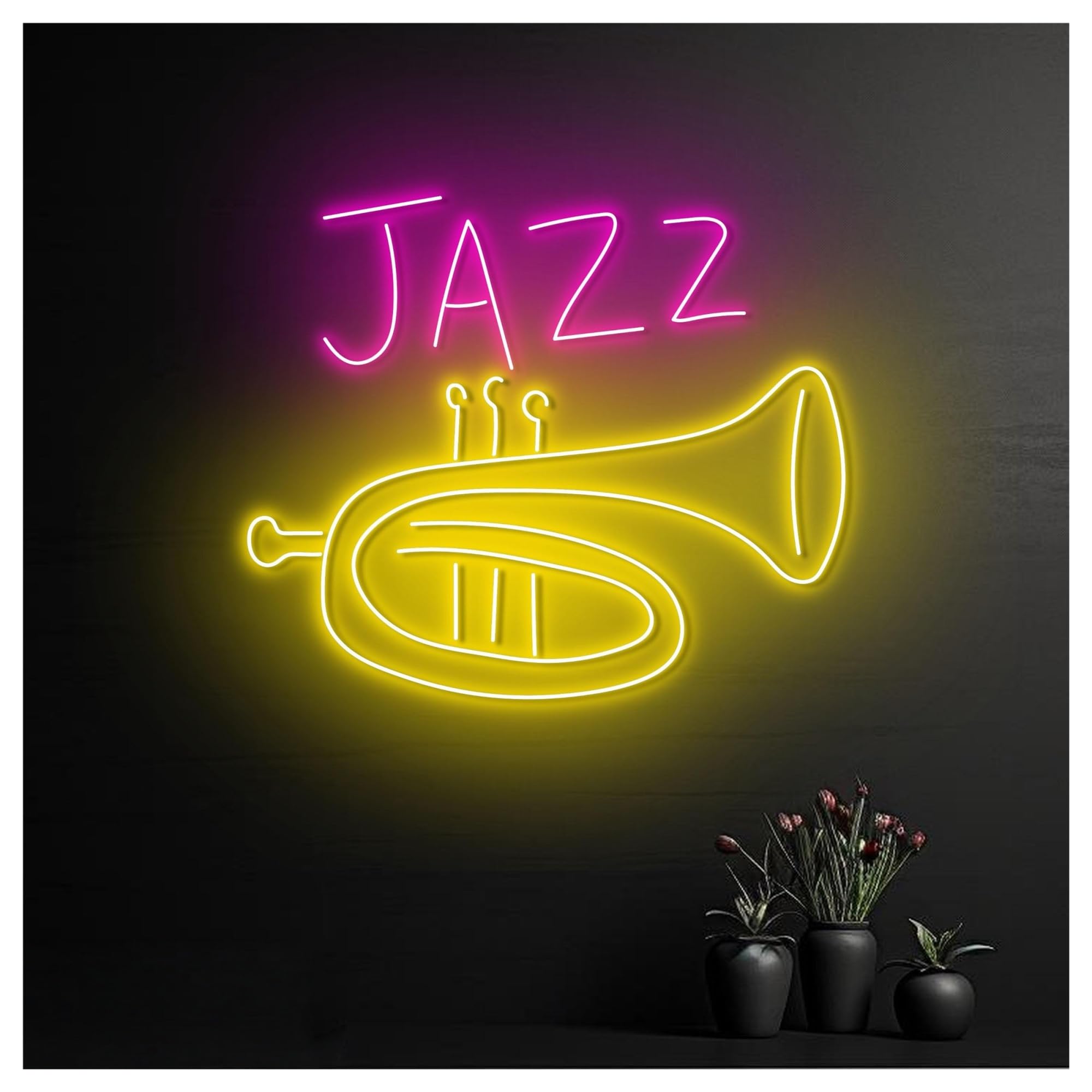 Luci al Neon Da Parete Insegna Al Neon A Forma Di Tromba, Luce LED Jazz, Decorazione Da Parete Per Sala Concerti, Per Appassionati Musica, 50cm