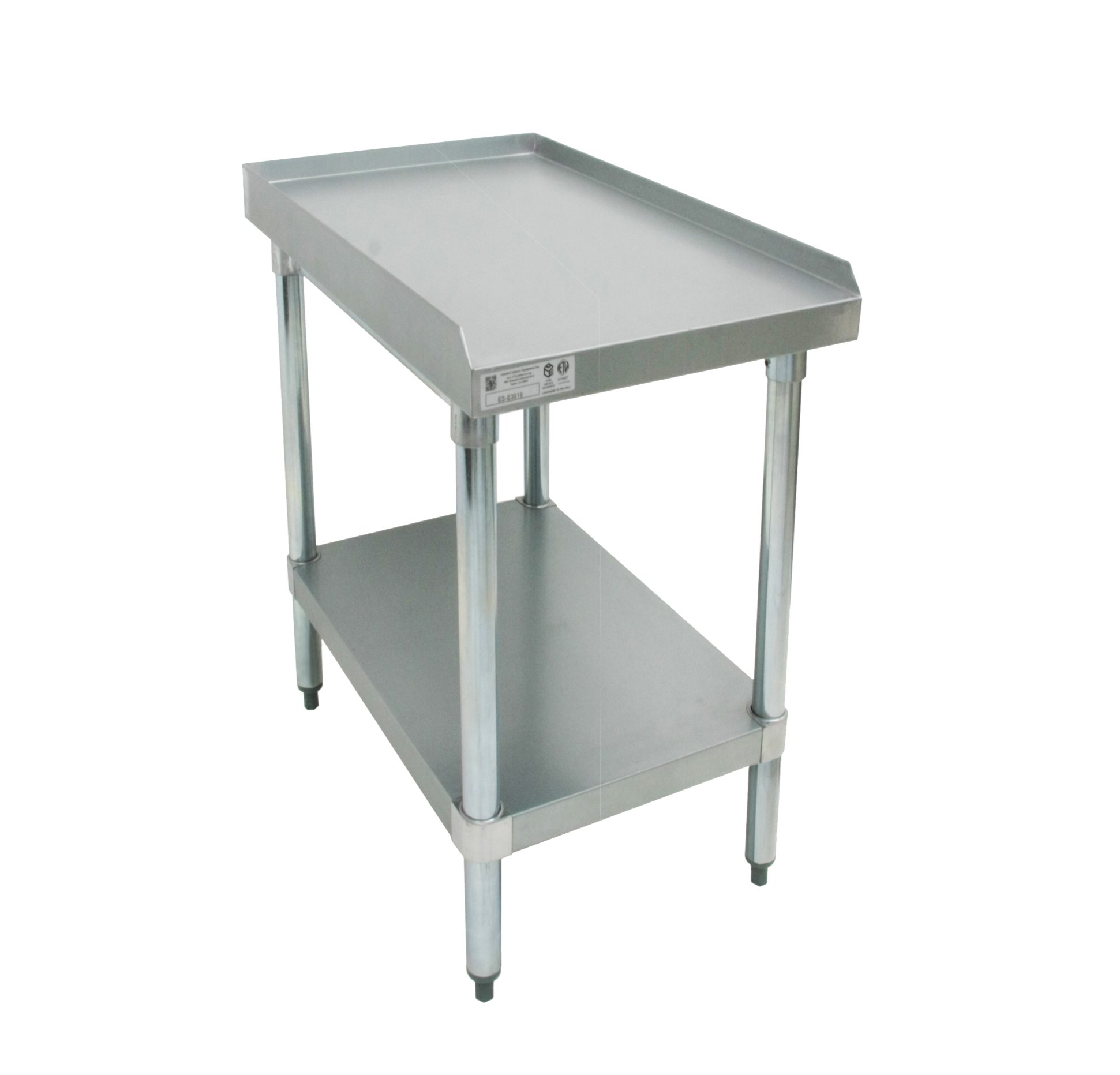 GSW Galvanized Commercial Equipment Stand with 1" Upturn on 3 Sides, 1 Undershelf & Adjustable Bullet Feet, 30"W x 12"L x 24"H, NSF Approved