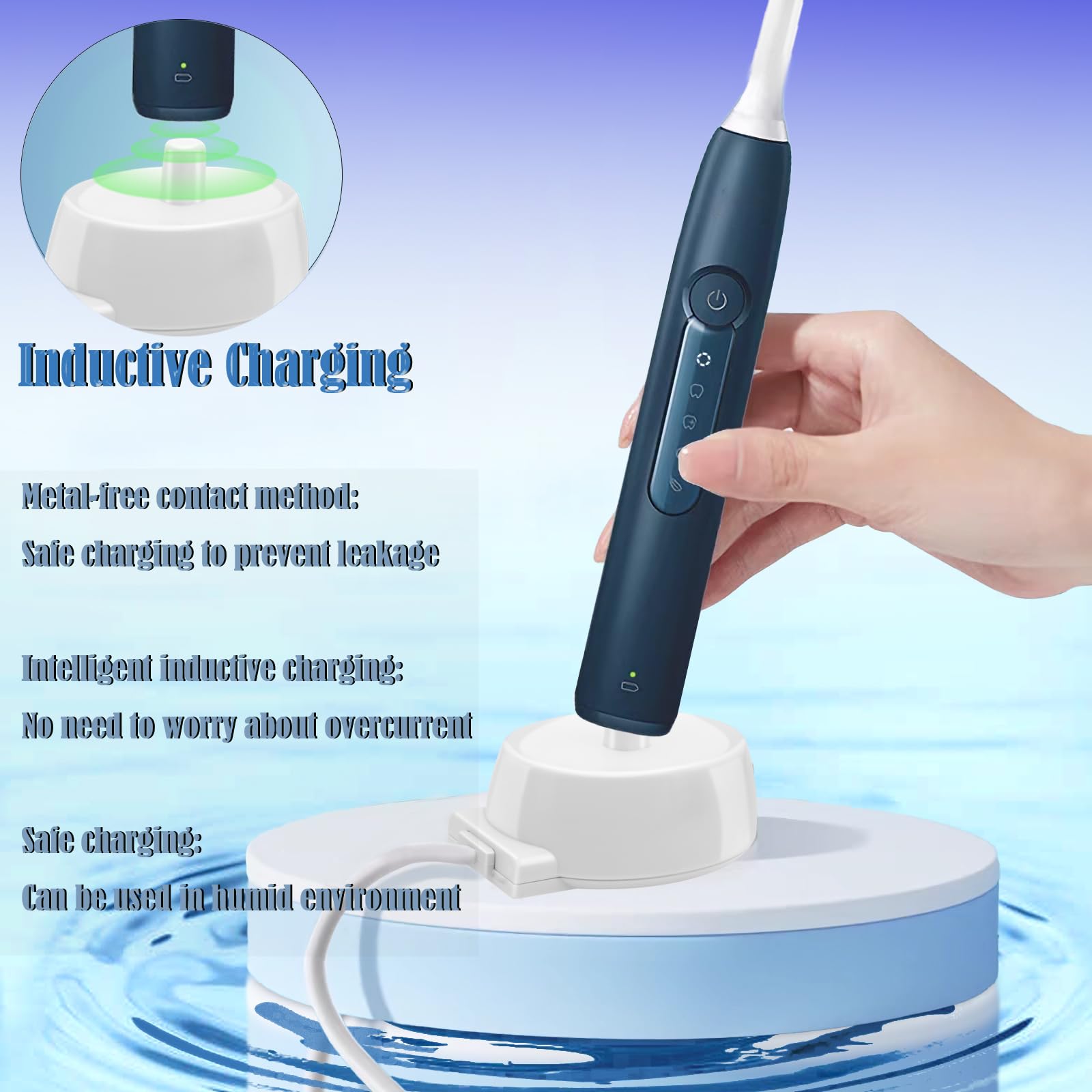 Base de cargador de cepillo de dientes eléctrico, base de carga inductiva de repuesto para Braun Oral-B Genius 9000, 8000, serie BENACES y más