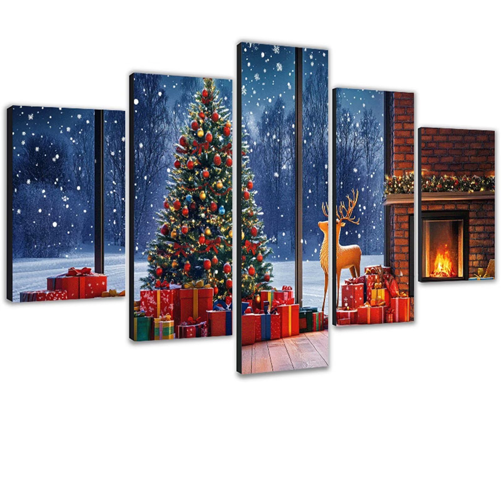 Diamond Painting Choinka Diament Malarstwo Dorośli Jeleń Diamentowe Malarstwo DIY Dorośli Haft krzyżykowy Pełny zestaw z błyszczącymi diamentami, Dekoracja domu 5 sztuk 75 x 150 cm 0m-87