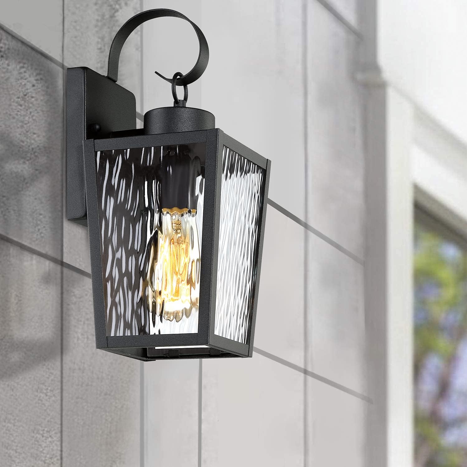 Suреr Bіg Clеаrаnсе! MOTINI 2 Pack Outdoor Wall Lantern Lamp 1 Light Exterior Wall Sconse Light in Black Finish with Water Ripple Glass Shade for Porch, Doorway, ETL Listed, Bulb Incluled Bеѕt Dеаl 🛒 MOTINI 2 Pack Outdoor Wall Lantern Lamp 1 Light Exterior Wall Sconse Light in Black Finish with Water Ripple Glass Shade for Porch, Doorway, ETL Listed, Bulb Incluled