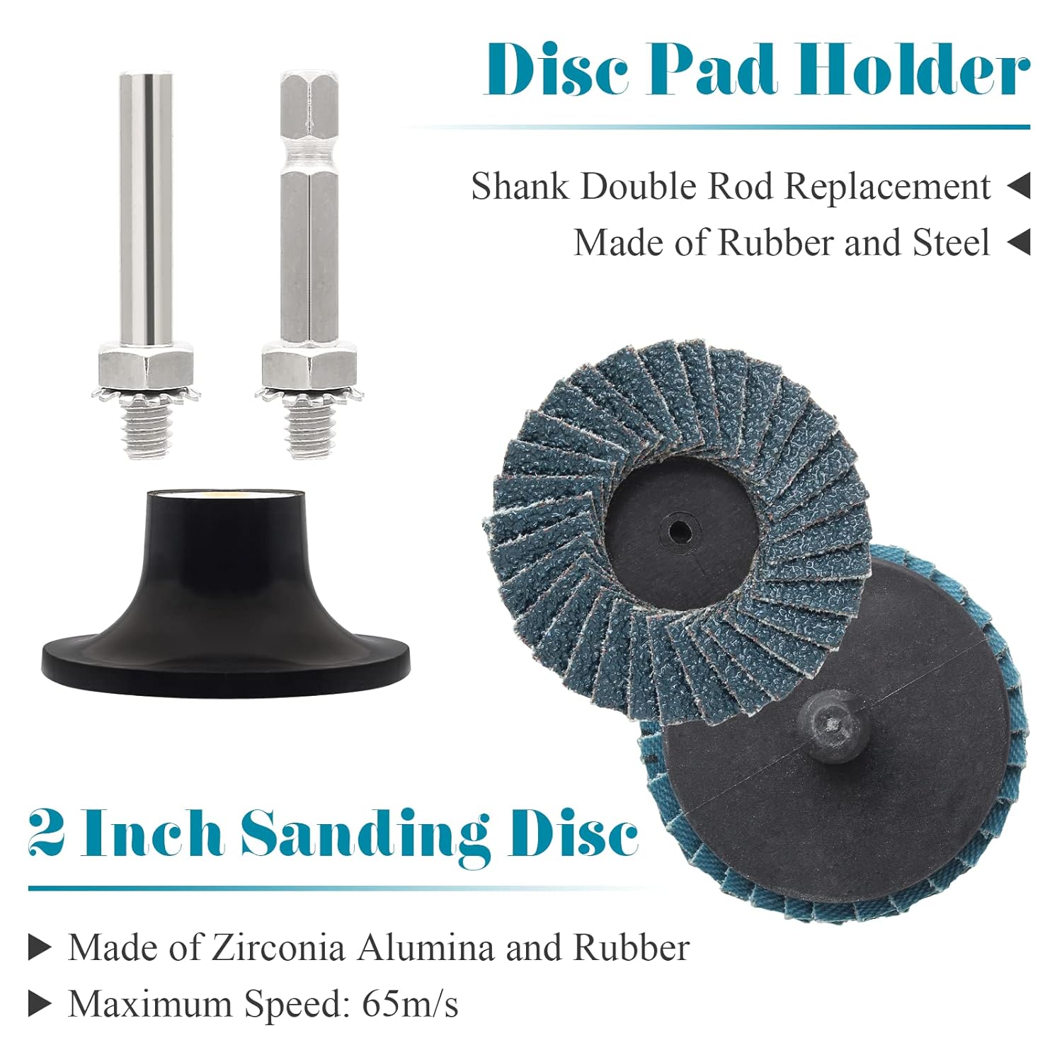 Bonsicoky 48 Pcs 2 Inch 40 Grit Sanding Discs with Disc Pad Holder, Roll Lock Flap Sanding Disc for Polish Burr Finish Rust Paint Removal