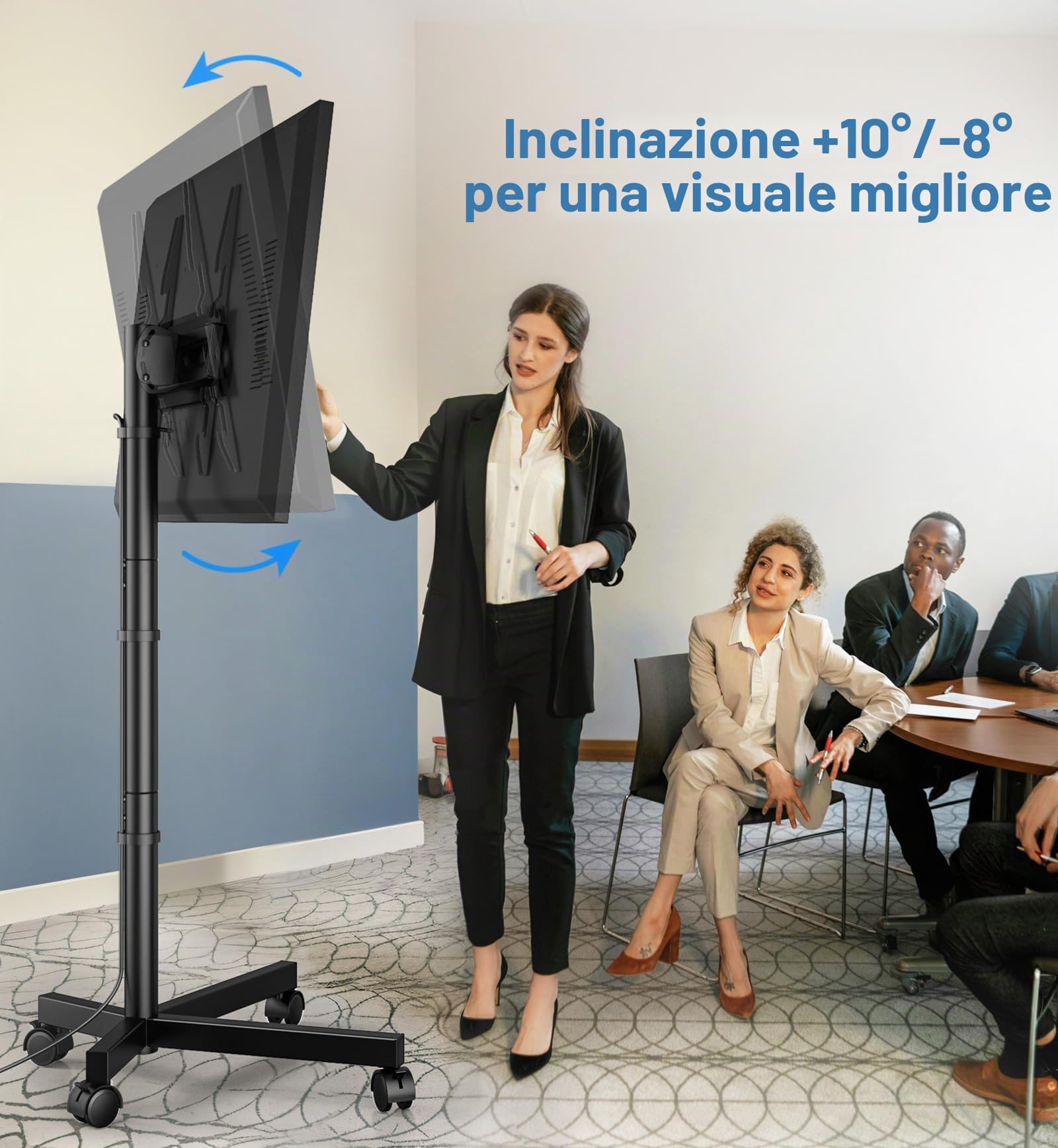 Supporto TV da Pavimento per Schermi Plasma/LCD/LED 23-60 Pollici con Ruote, Carrello Staffa Porta Mobile Supporto TV Fino a 40 kg, Max VESA 400 x 400 mm