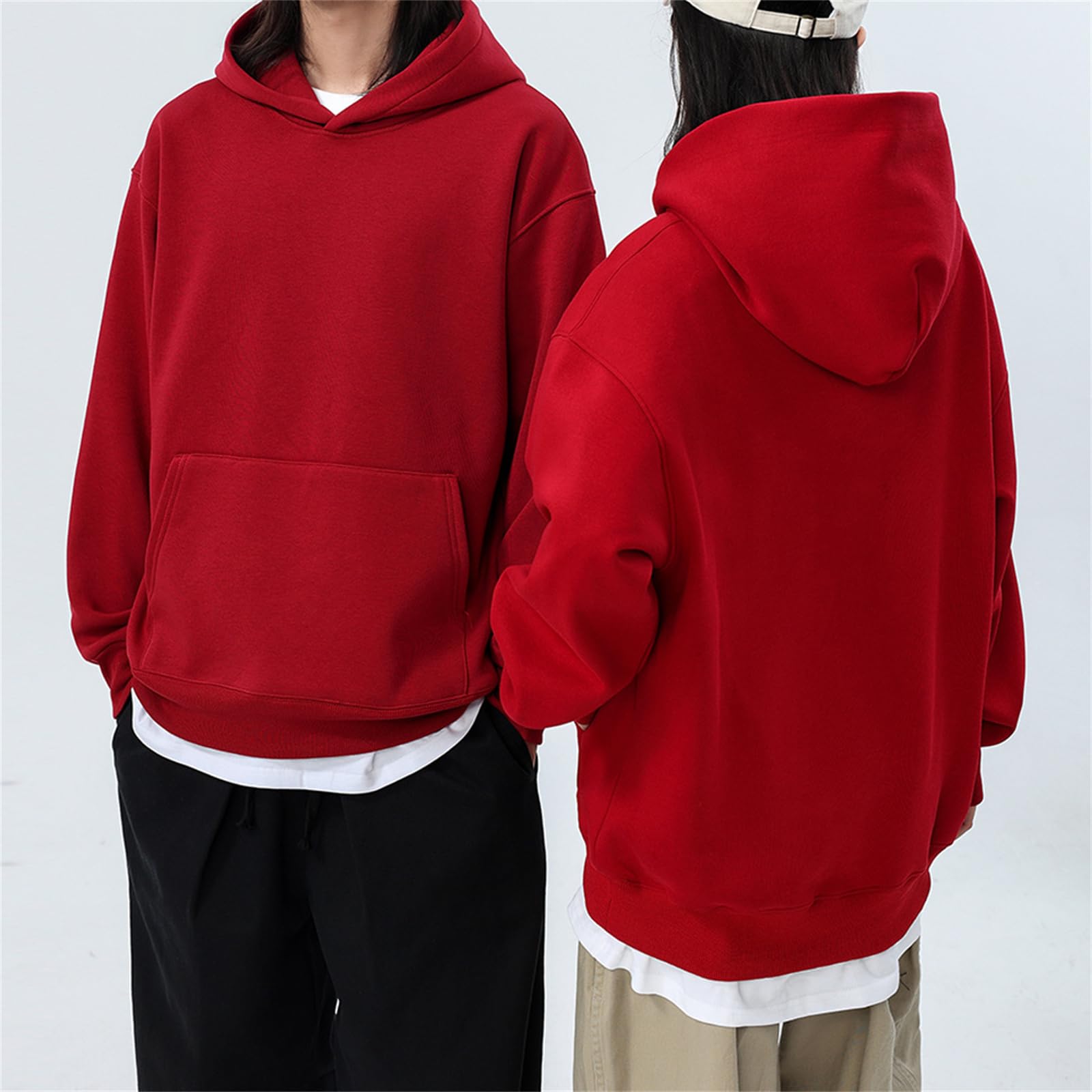 Męska bluza z kapturem (Sweter Sweter), męska bluza z kapturem, ciężka bawełniana bluza w stylu vintage - męska odzież uliczna 2026 (Mocha, XL)