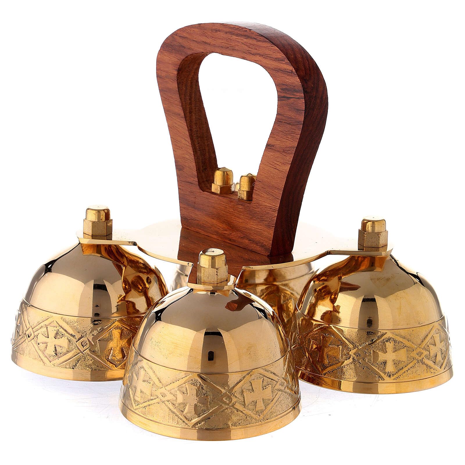 Holyart Campanello liturgico 4 Suoni Manico Legno Ottone