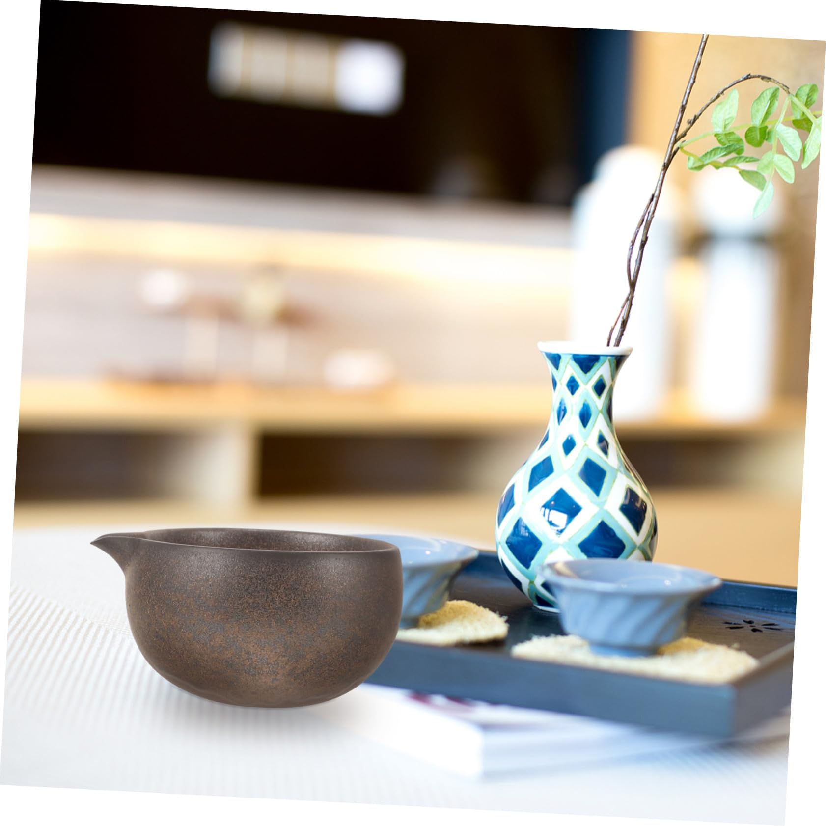 TOYANDONA Ciotola Matcha Cerimoniale in Ceramica con Beccuccio per Tè Giapponese Design Retrò Facile da Pulire per Cerimonie e Uso Quotidiano